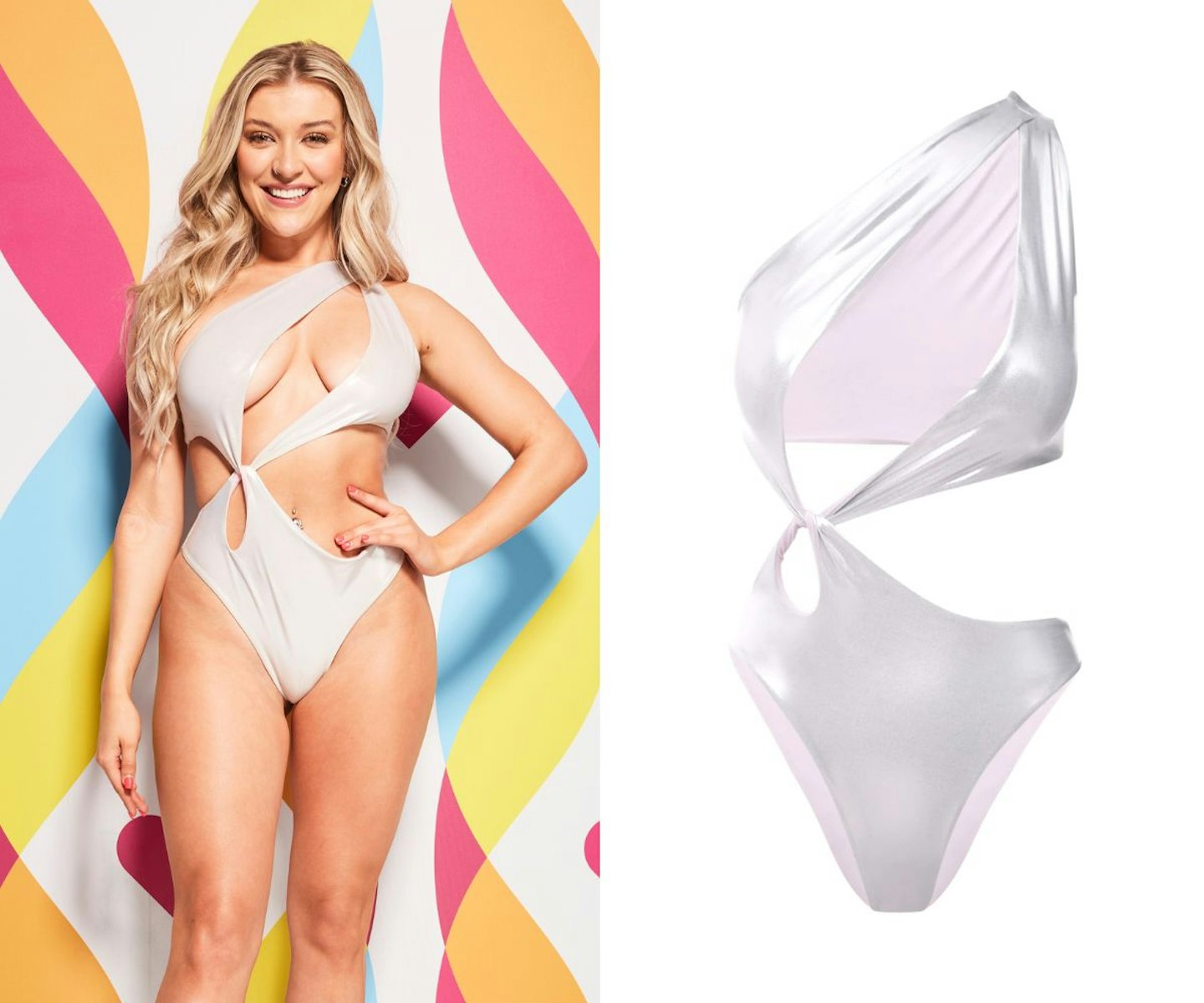 Molly Marsh's silver cut out swimsuit