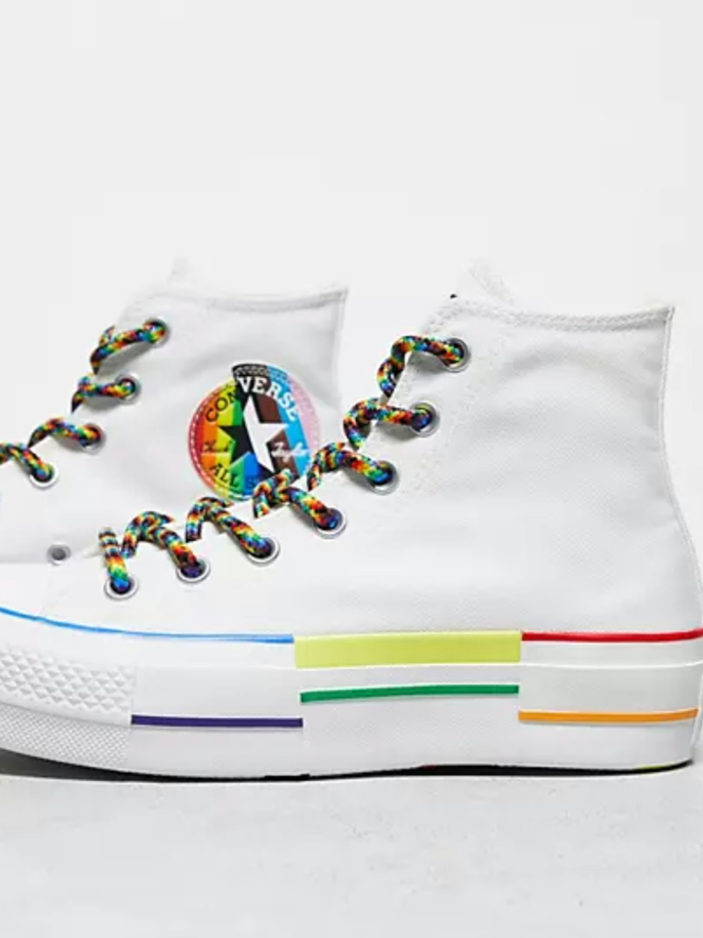 Converse Chuck Taylor All Star Lift Hi Pride Trainers in White