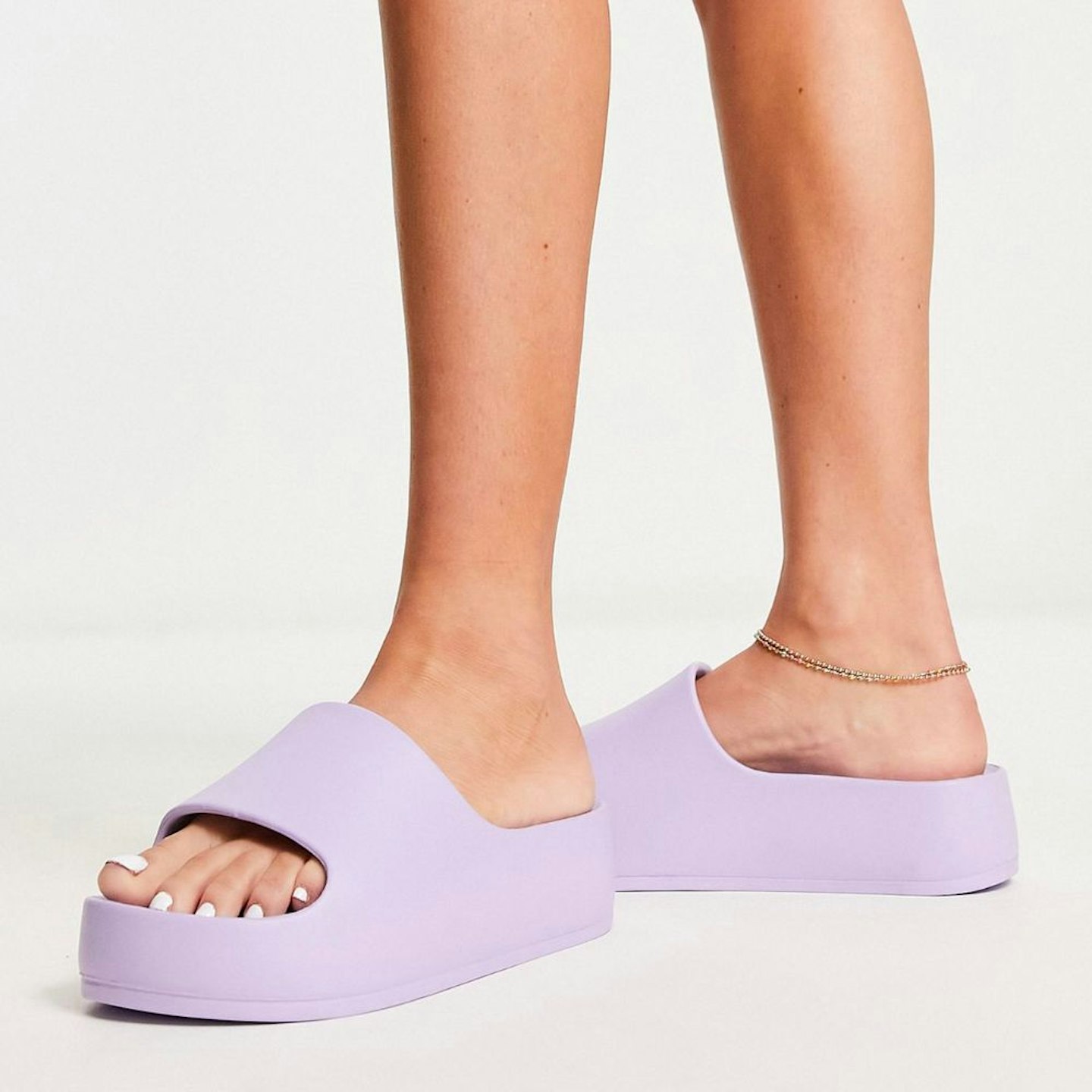 ASOS DESIGN February flatform one piece slider in lilac