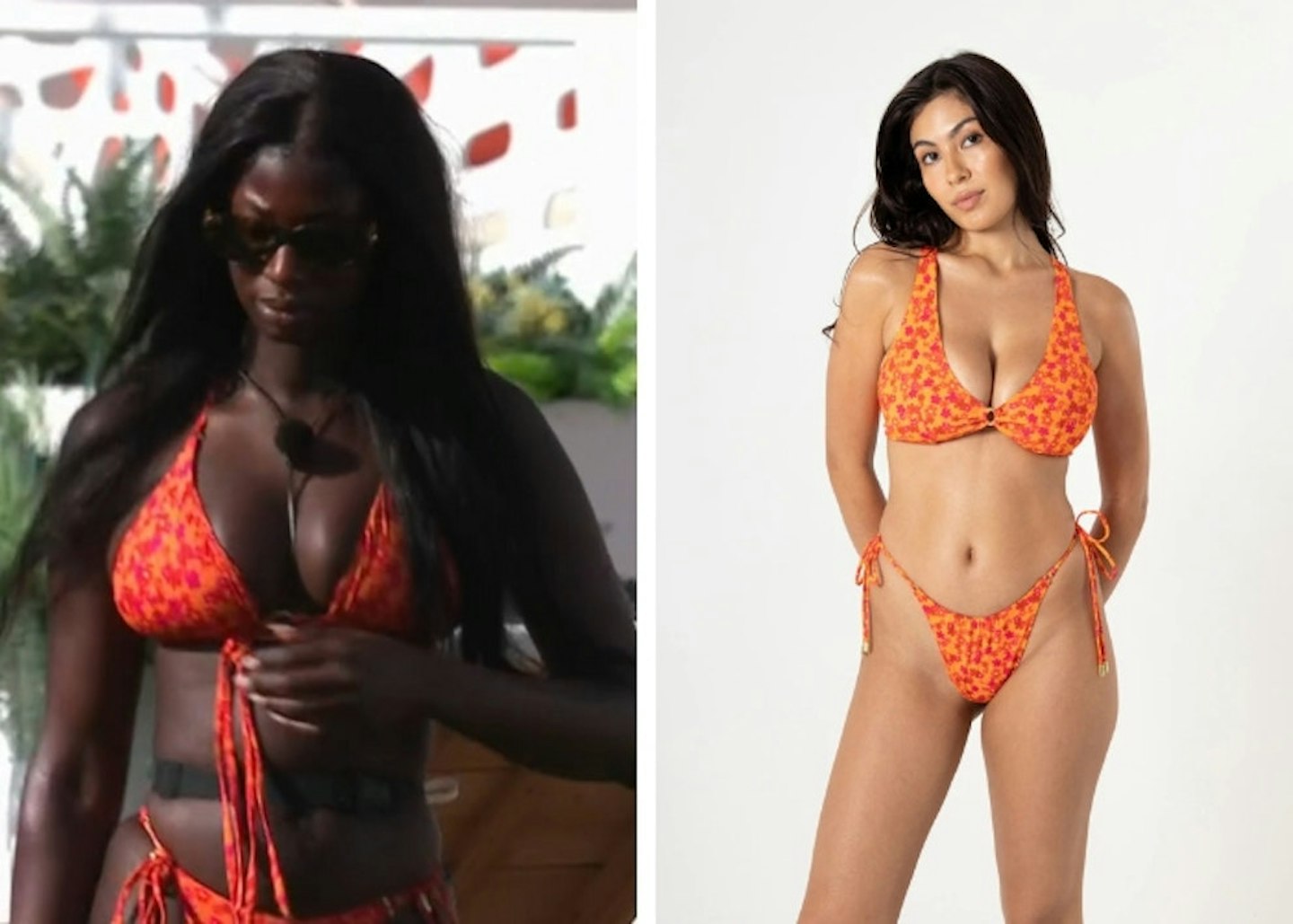 Alima's pink and orange print ring bikini