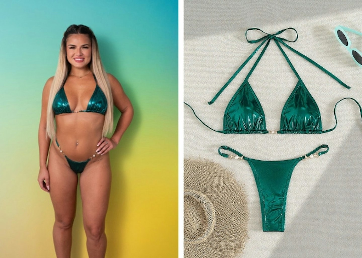 Andrada's teal metallic bikini