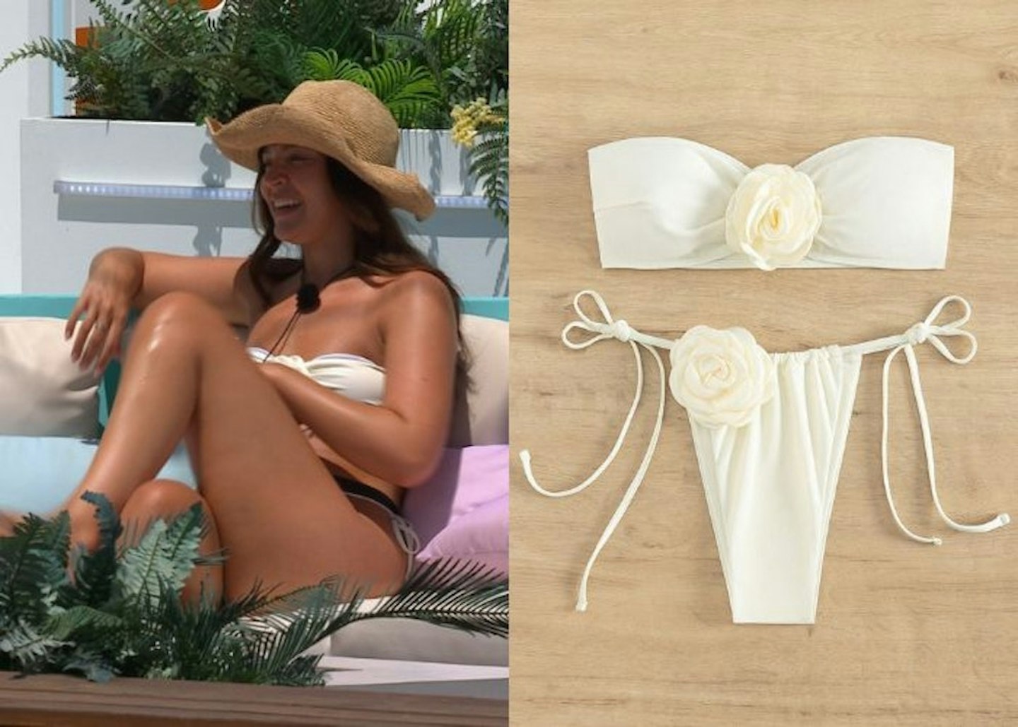 Emily's white floral applique bikini