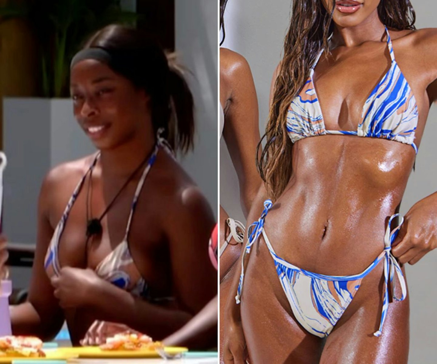 Catherine's blue marble bikini