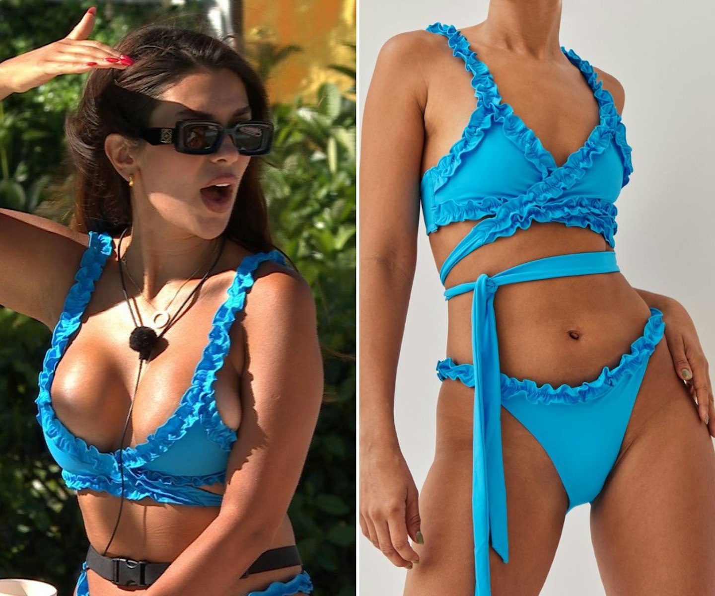 Ekin-Su's blue frill bikini