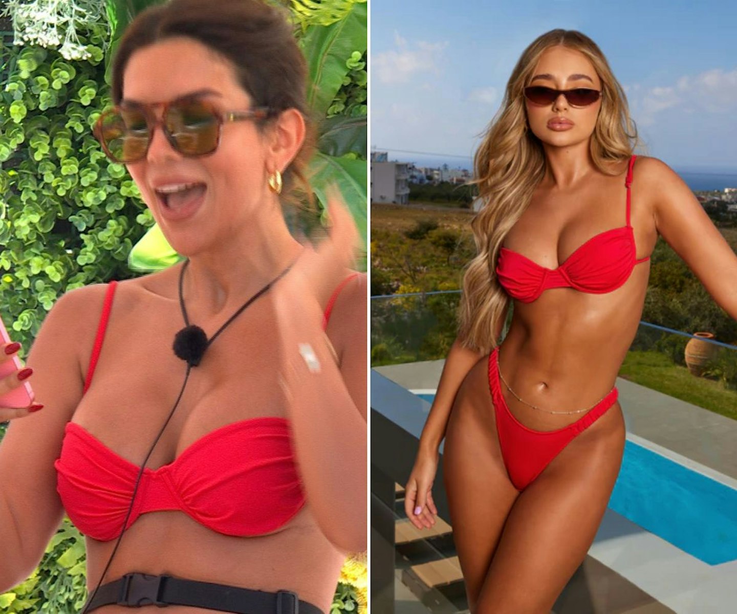 Ekin-Su's red ruched bikini