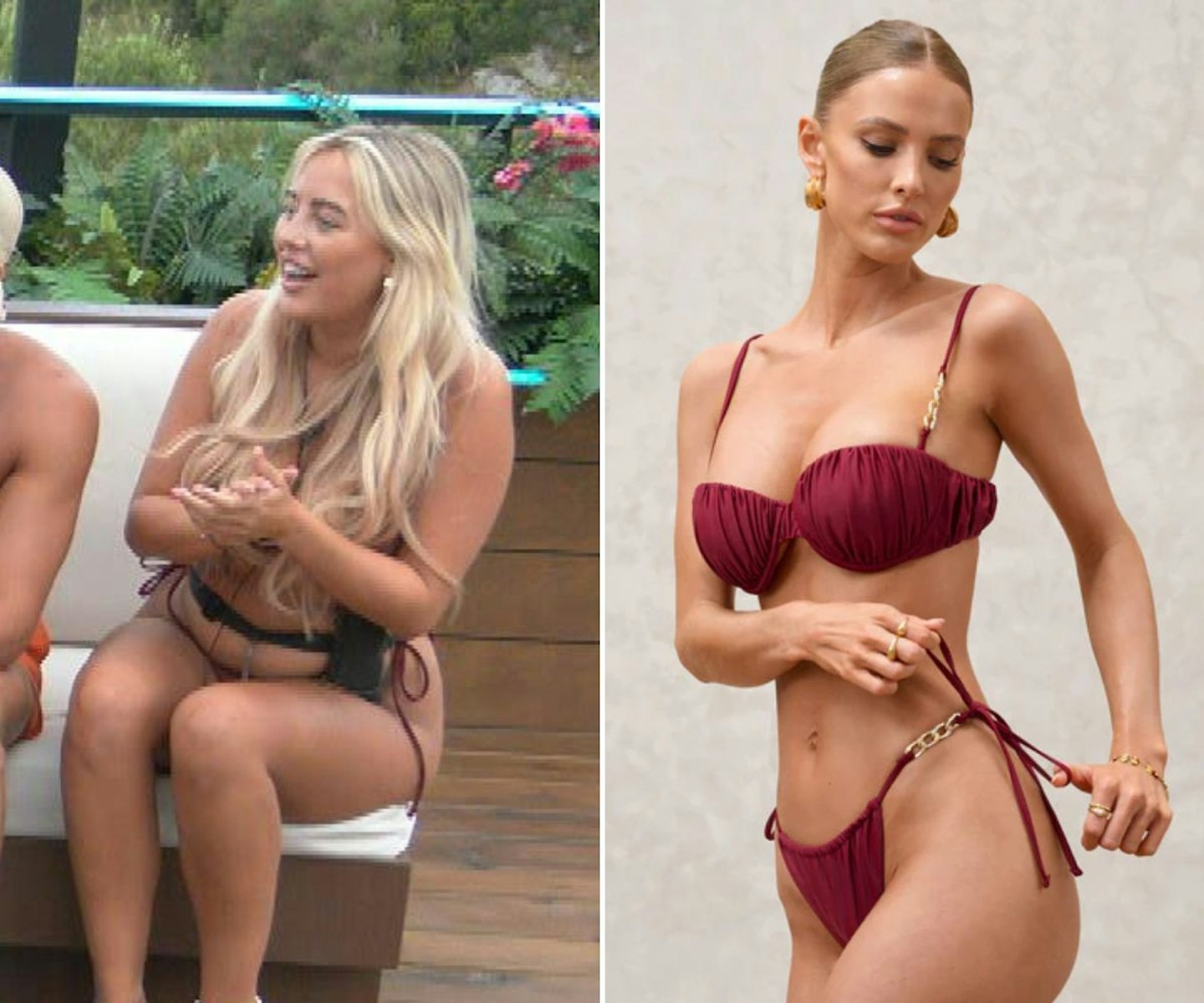 Jess' burgundy pleated bikini