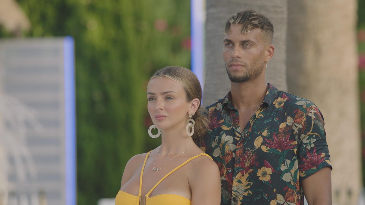 Kady and Ouzy at the Beach Club before being dumped on Love Island