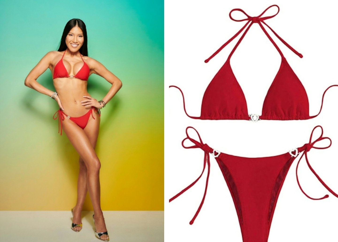 Sophie's red heart charm bikini