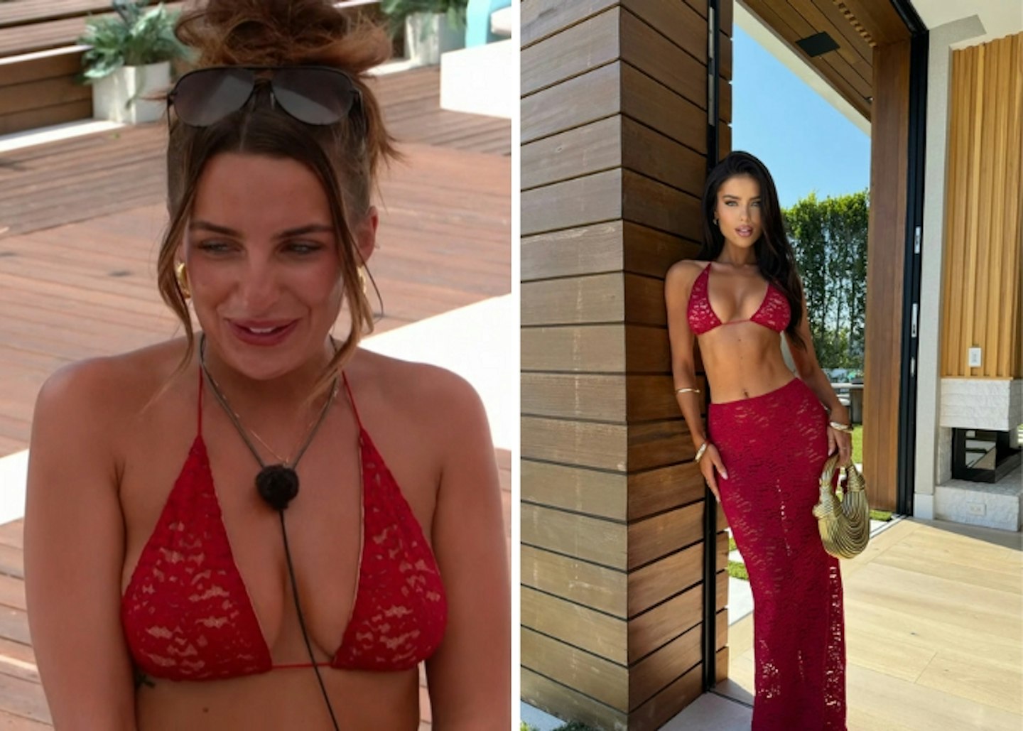 Toni's red lace bikini
