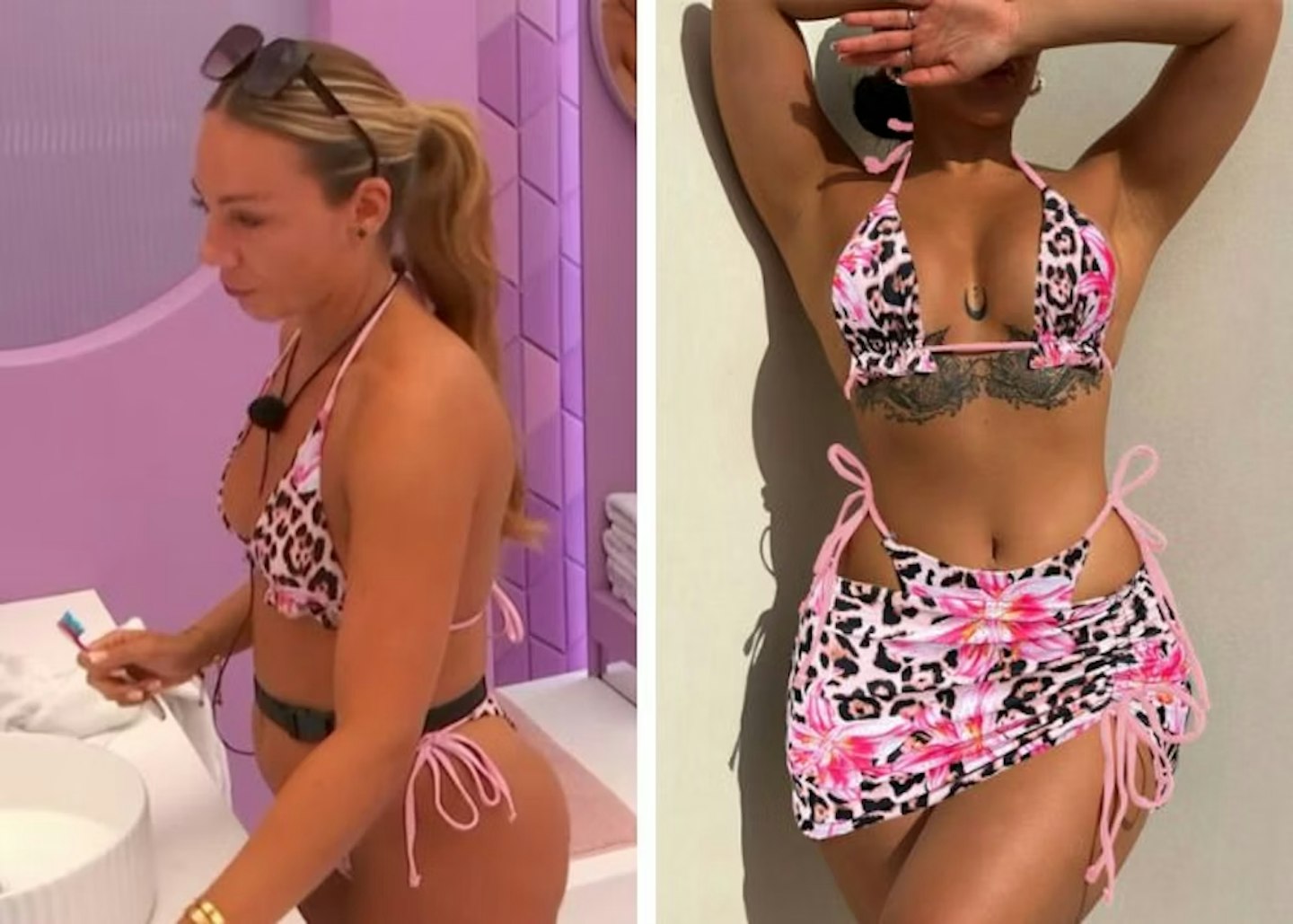 Meg's pink leopard print bikini