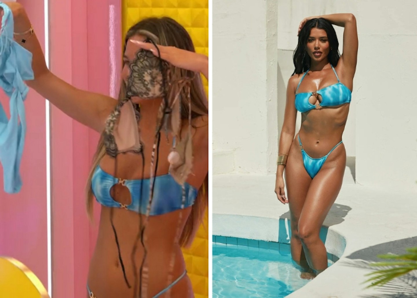 Angel's blue tie-dye bikini