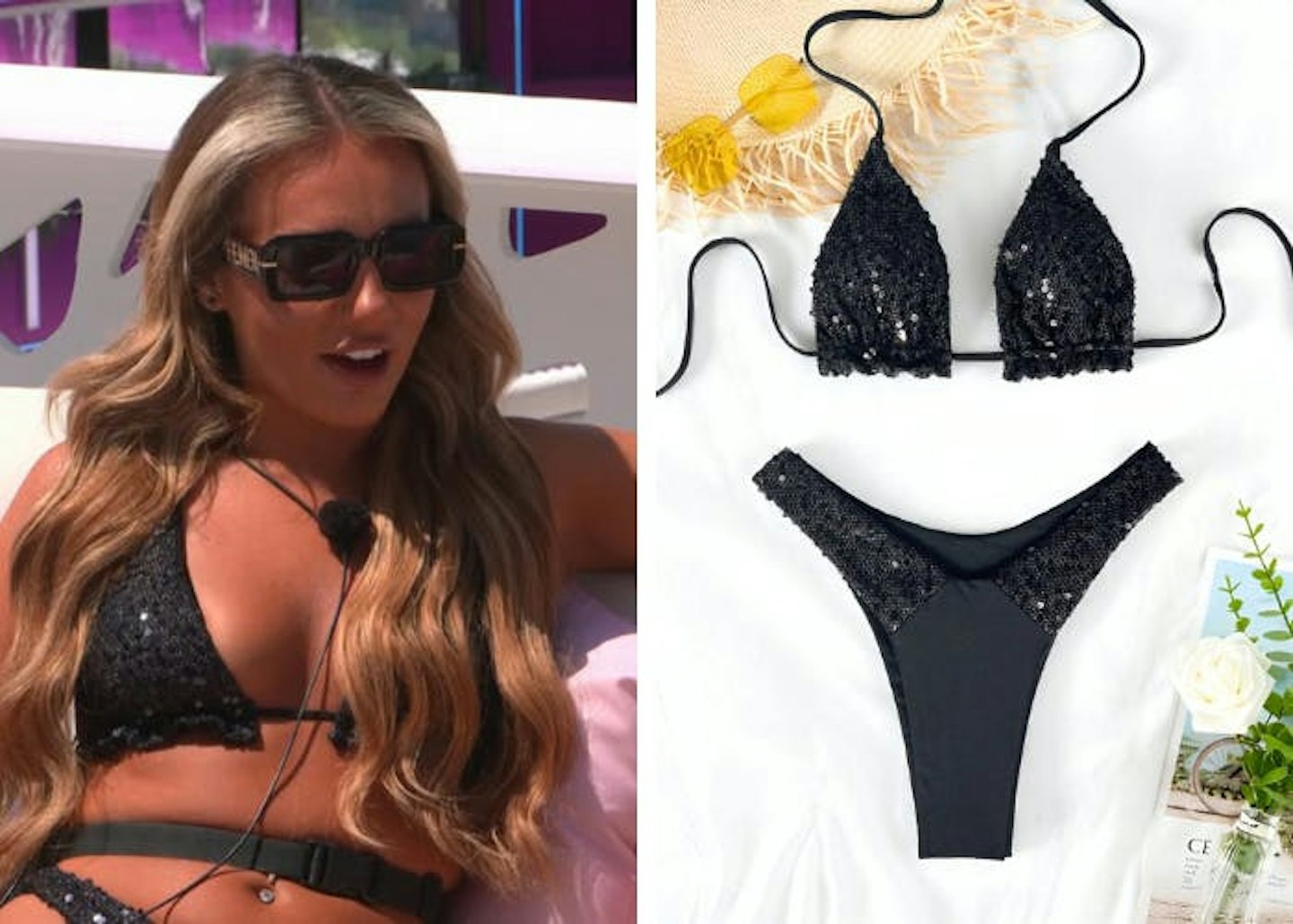 Meg Moore's black sequin bikini