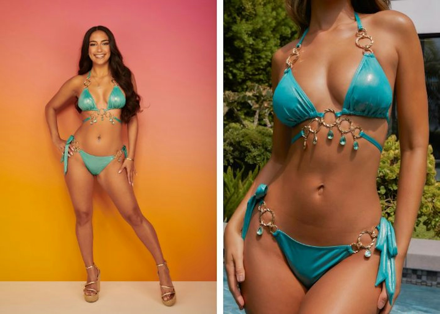 Shakira's teal jewelled bikini
