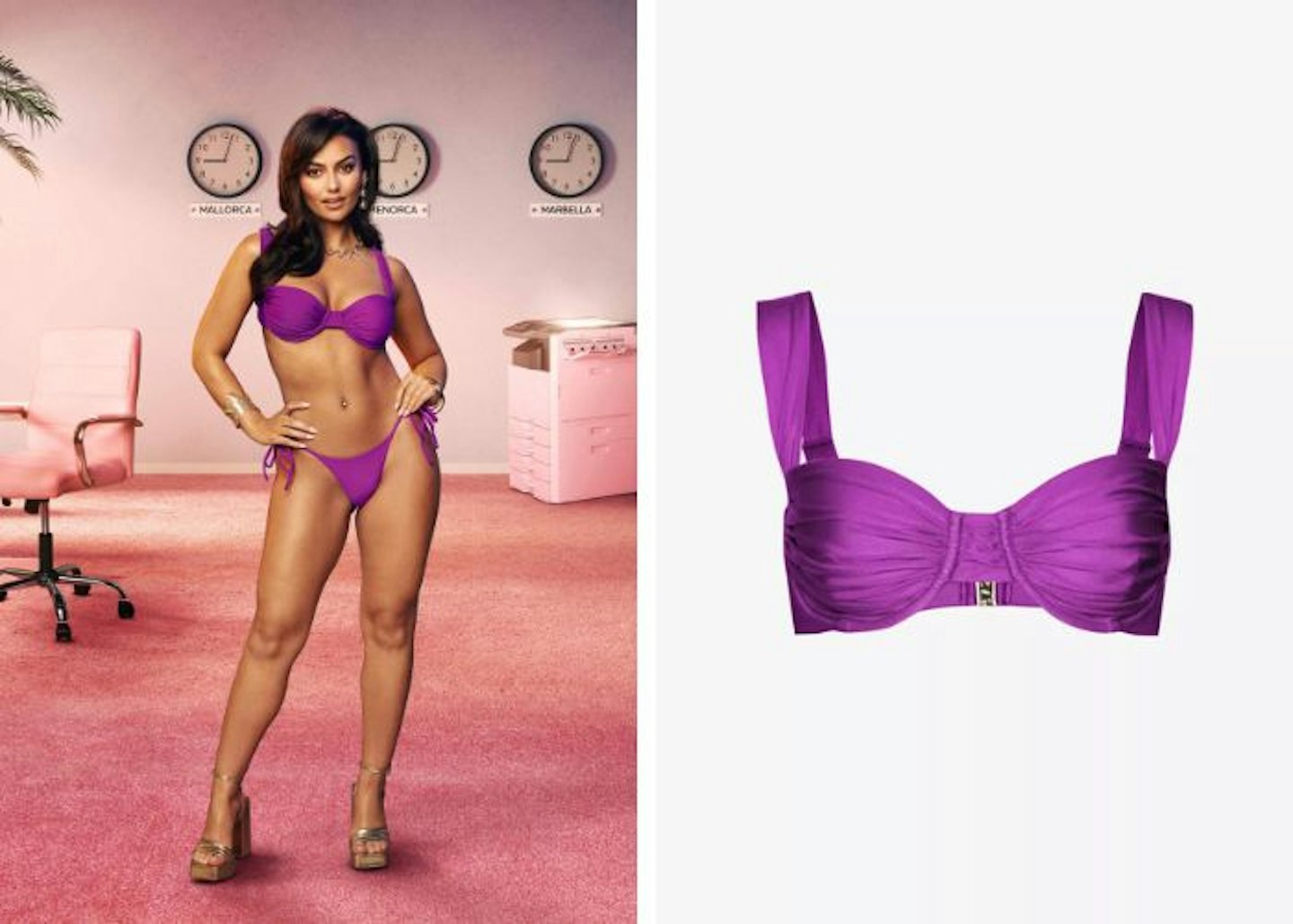 Megan's purple satin style bikini top