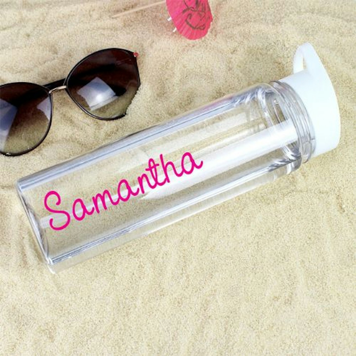 Personalised Water Bottle with Pink Writing