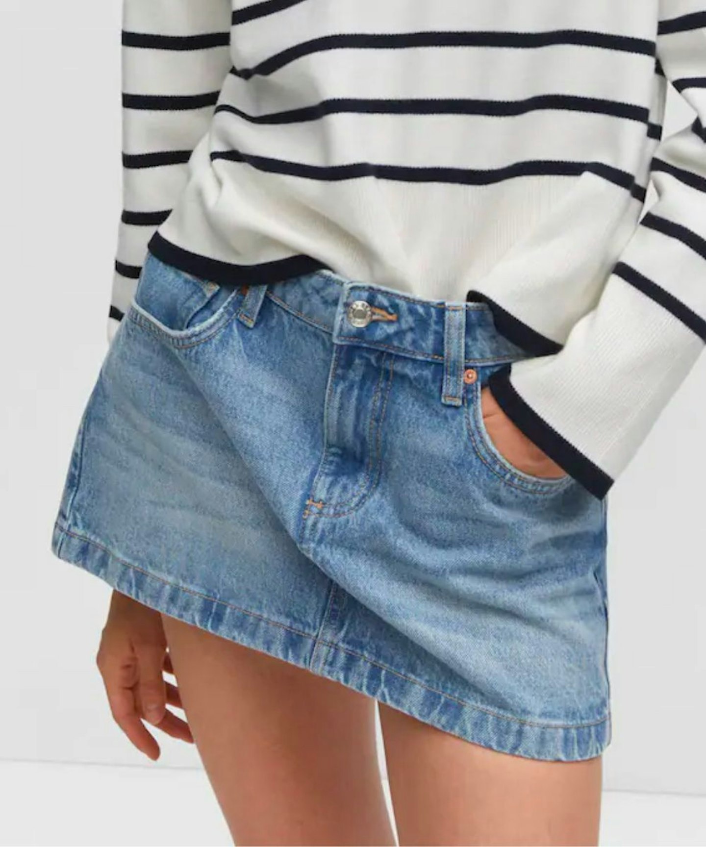 Mango Low rise denim mini skirt