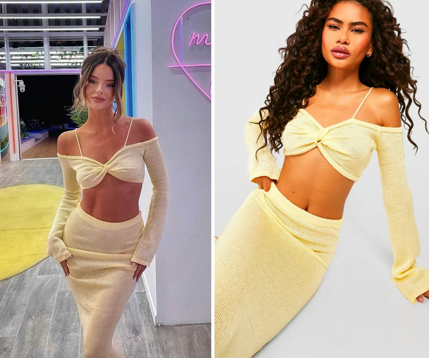 Maura Higgins' Yellow Knit Two-Piece