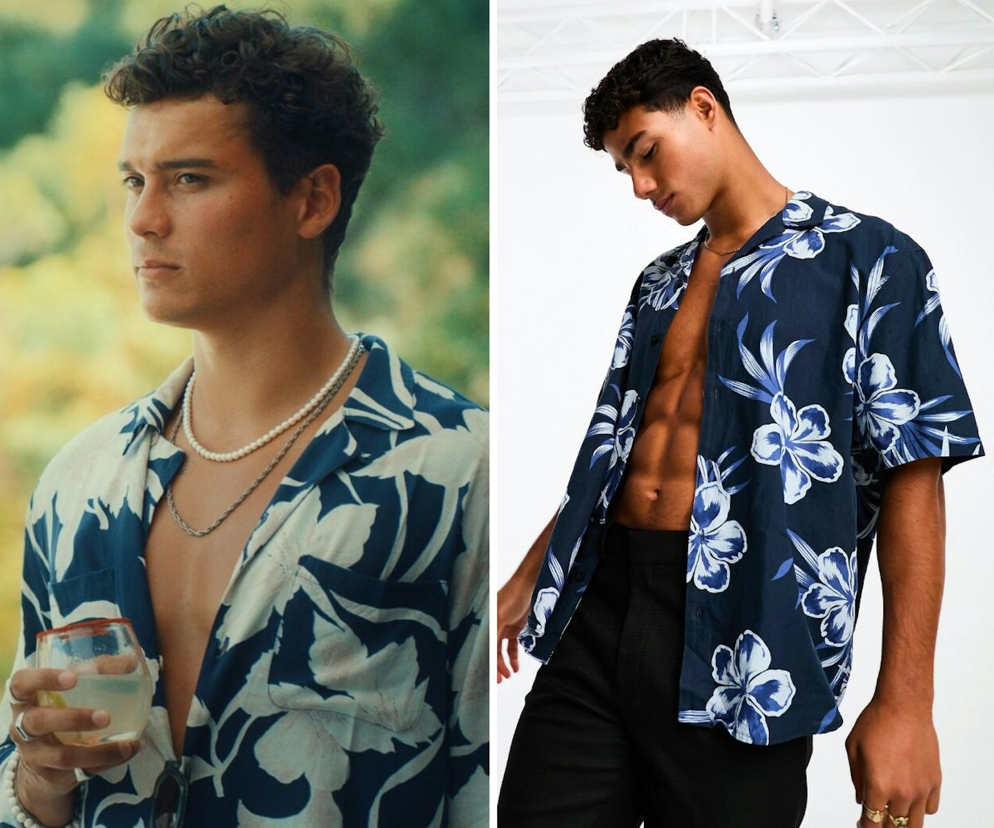 Miles Nazaire's Blue Floral Shirt