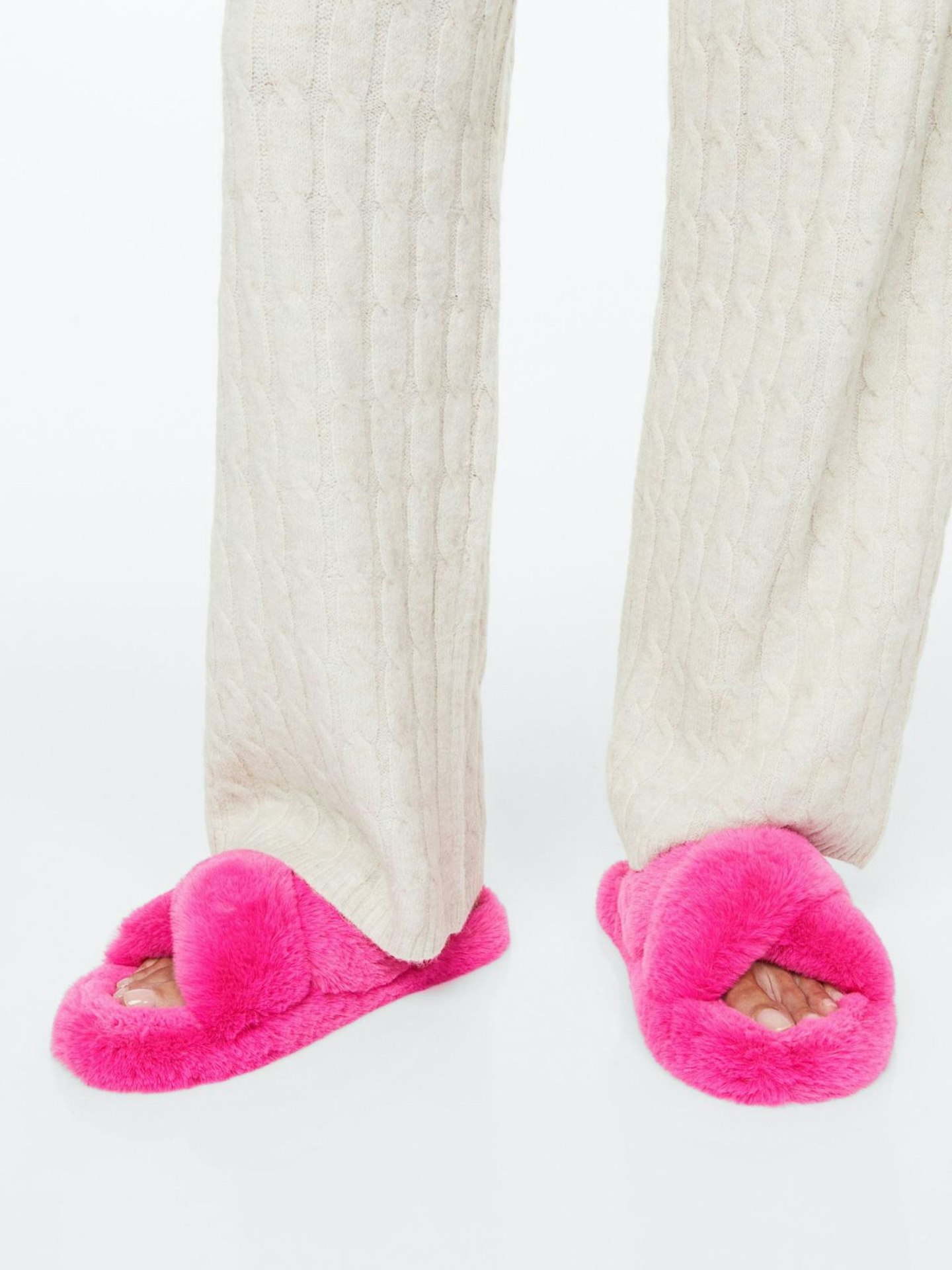 H&M Pink Fluffy Slippers