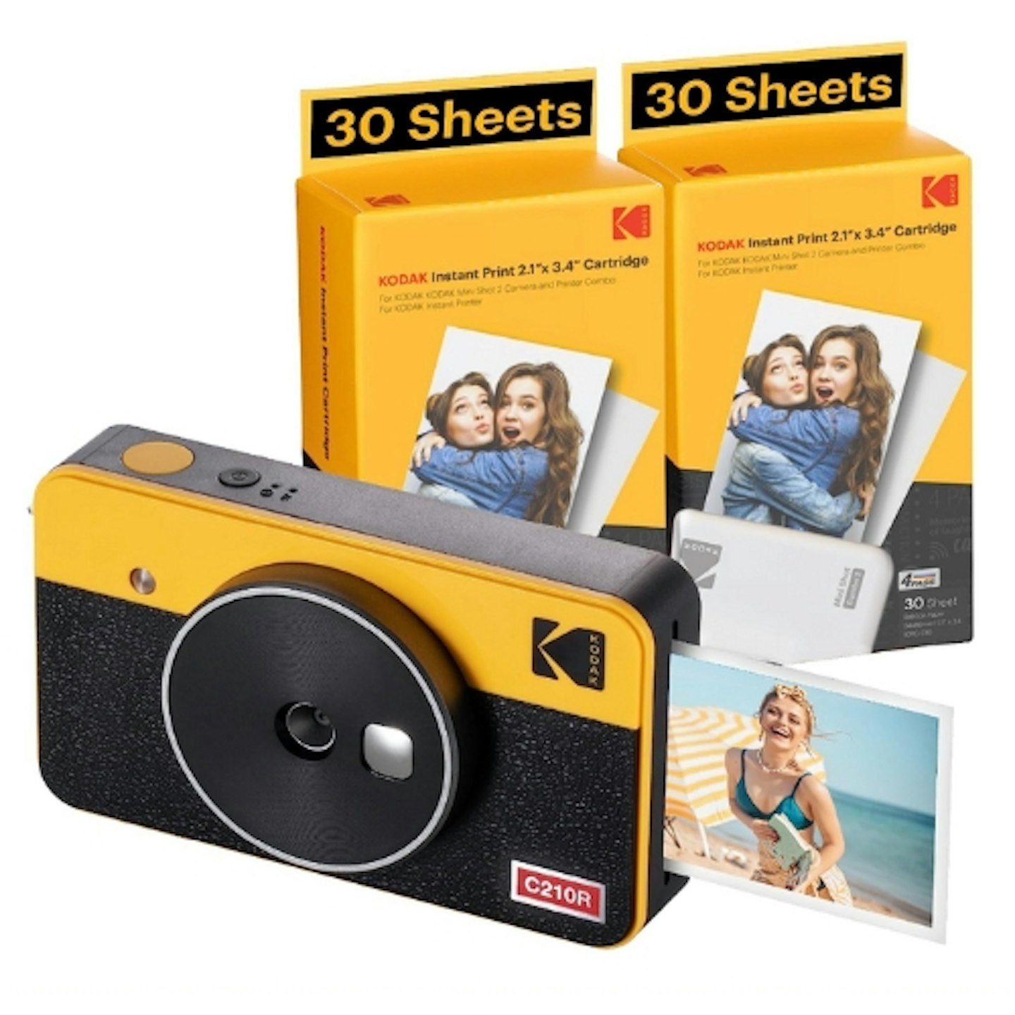KODAK Mini Shot 2 Retro 4PASS 2-in-1 Instant Camera and Photo Printer + 68 Sheets Bundle