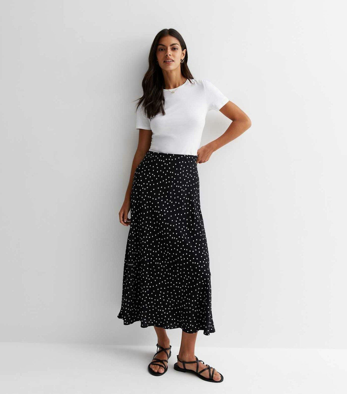 New Look Black Spot Midaxi Skirt