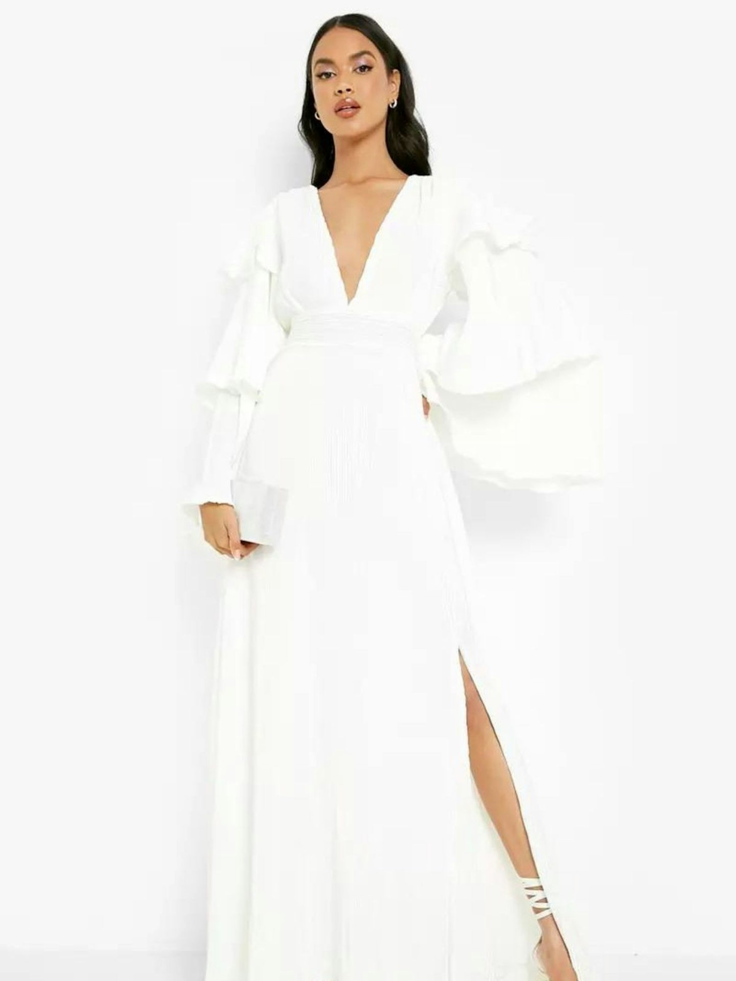 Layered Ruffle Sleeve Maxi Dress