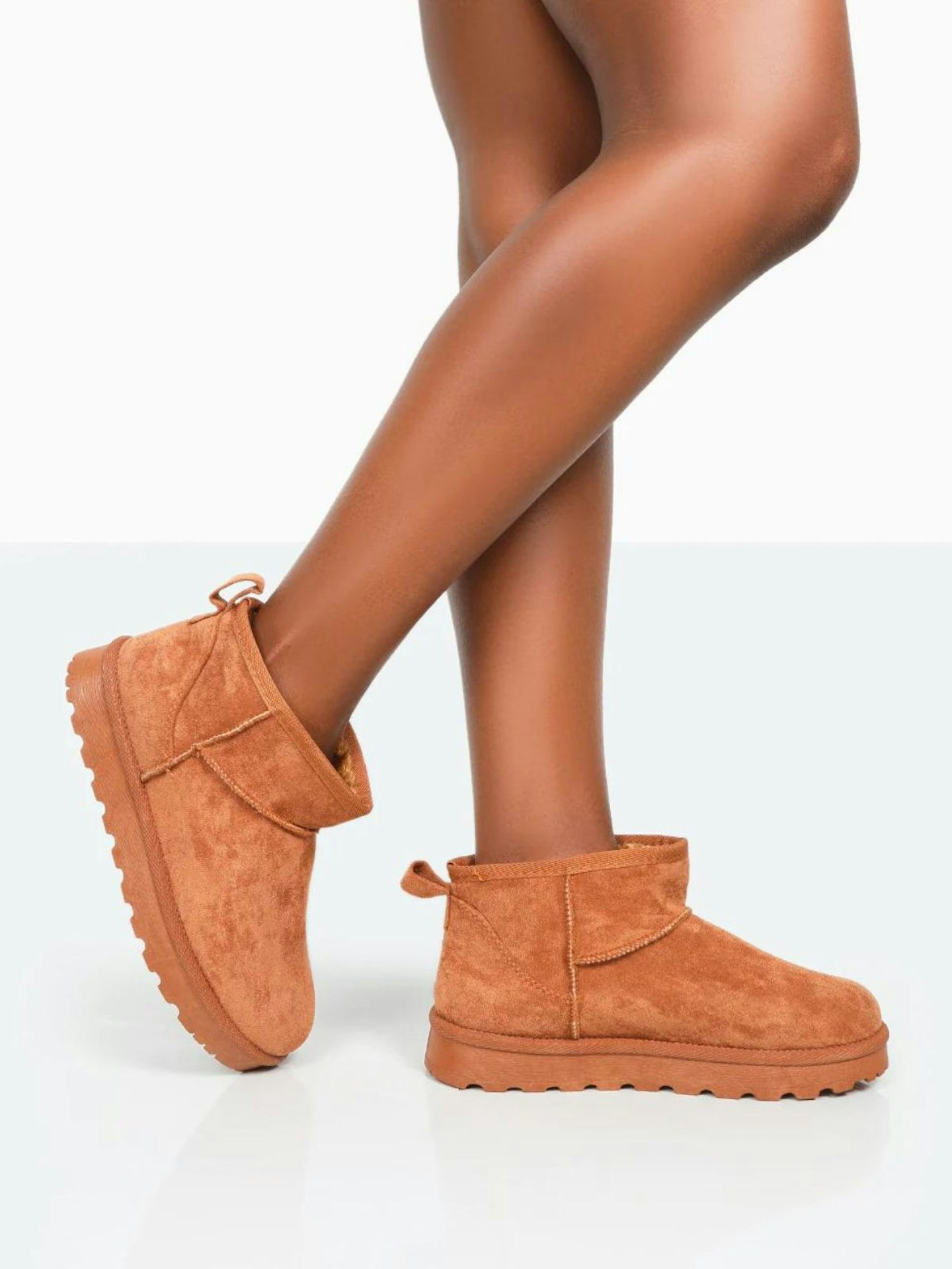 Public Desire Flurry Chestnut Brown Faux Suede Ankle Boots