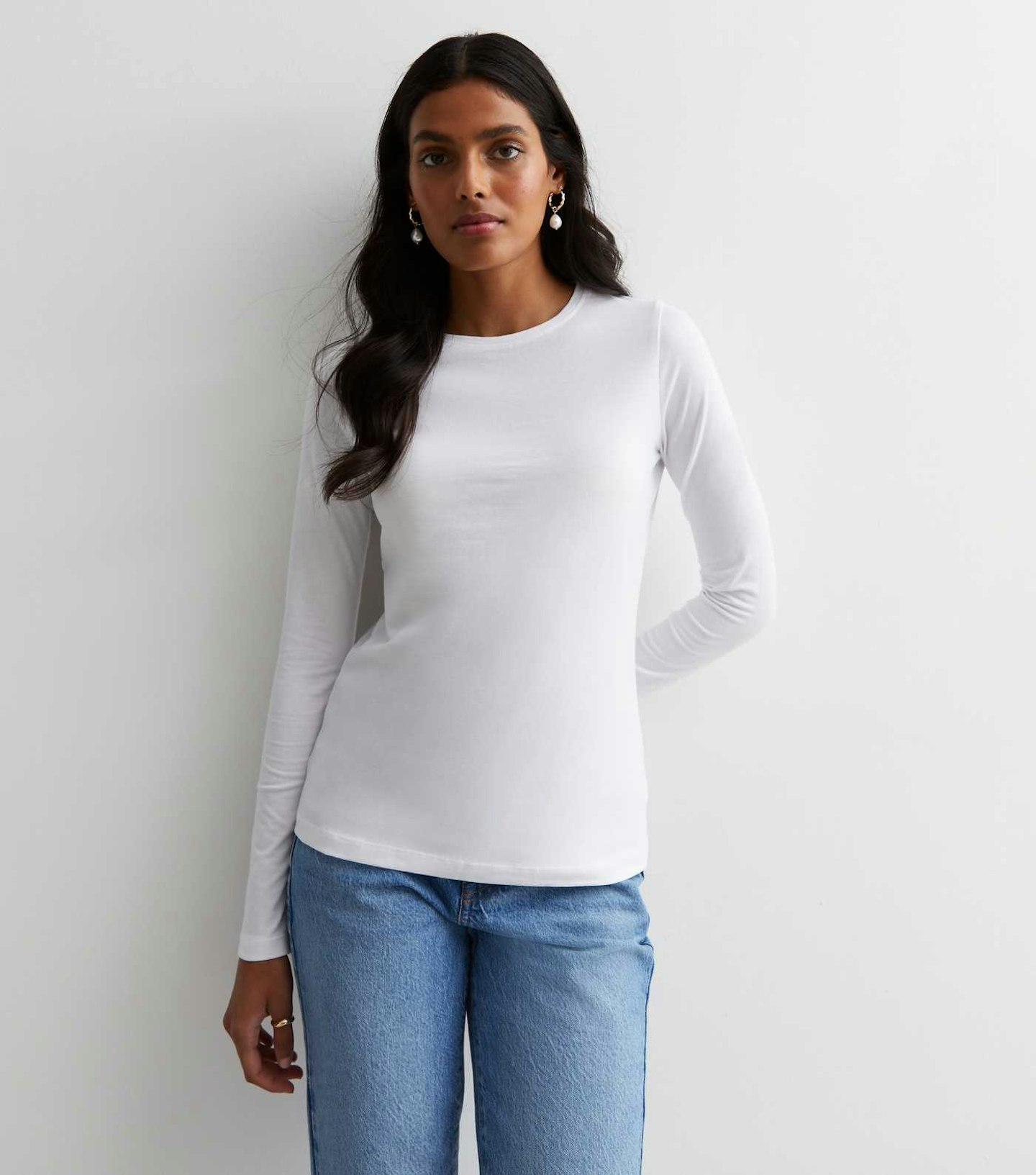 New Look White Crew Neck Long Sleeve Top