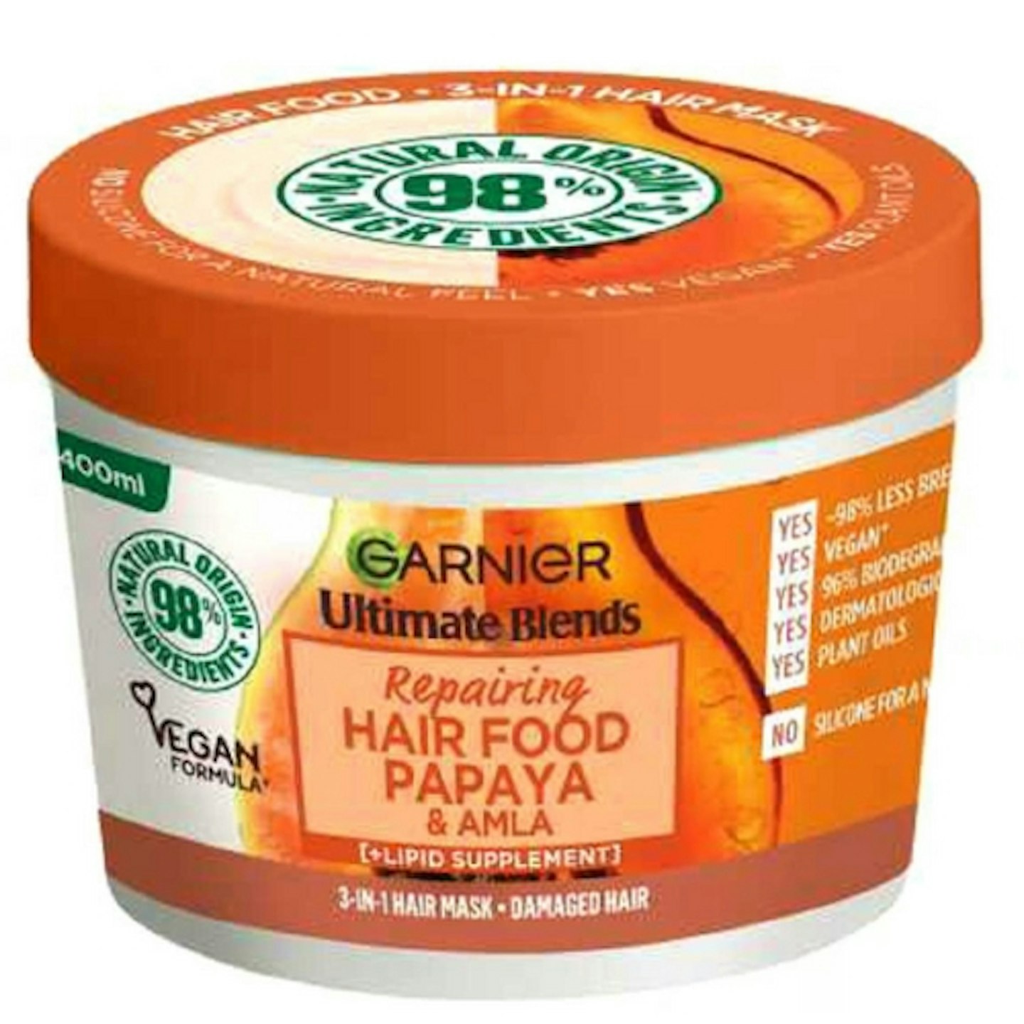 Garnier Ultimate Blends Hair Food Papaya 3-in-1 Hair Mask Treatment for Damaged Hair 400ml