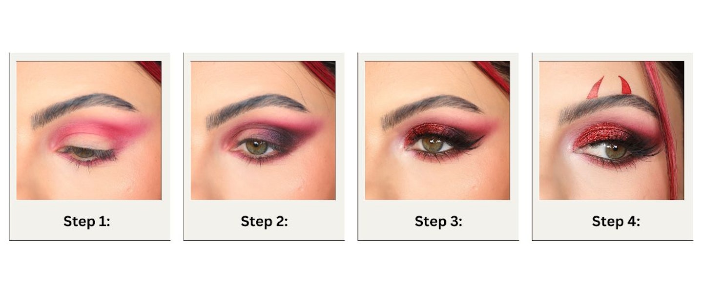 Devil eye makeup step by step