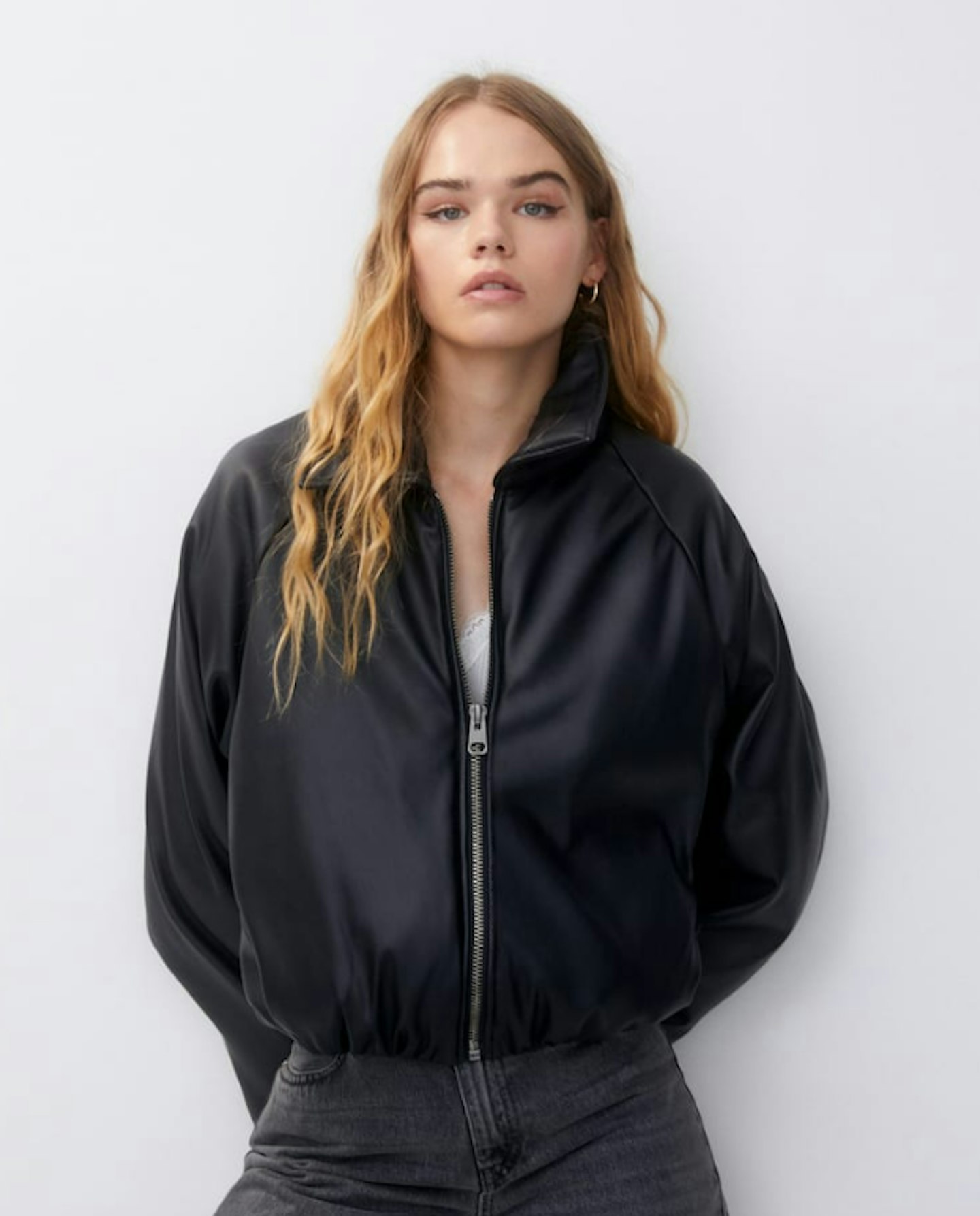 Faux Leather Quilted Bomber