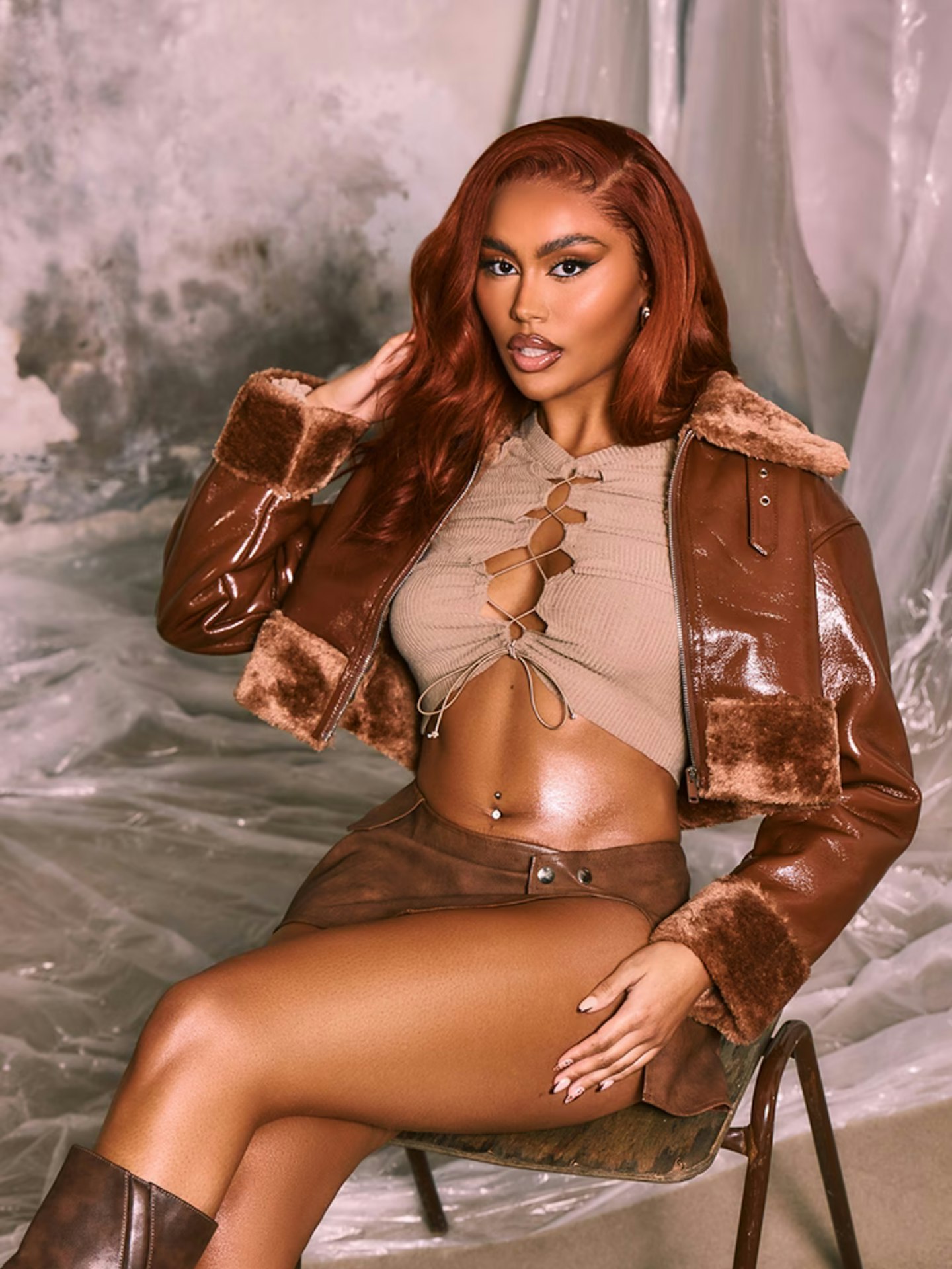 Tan Faux Fur Crop Jacket 