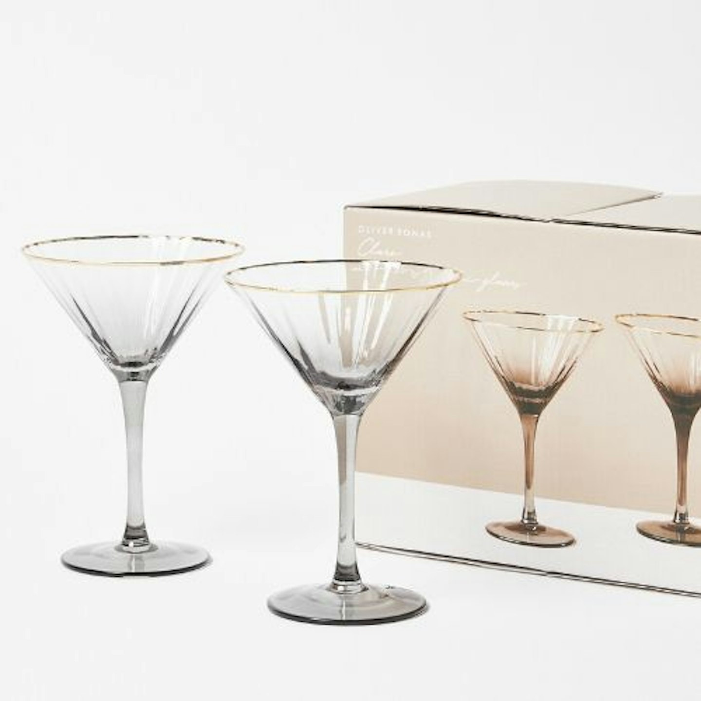 Oliver Bonas Claro Grey Martini Glasses Set of Two