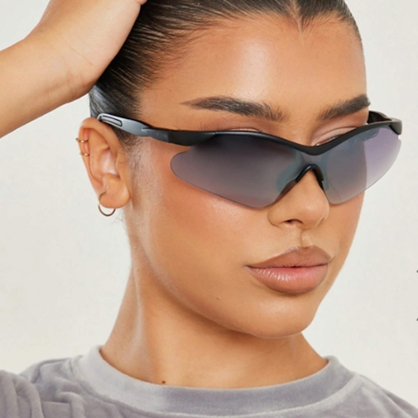 Black Ombre Lens Sporty Visor Sunglasses
