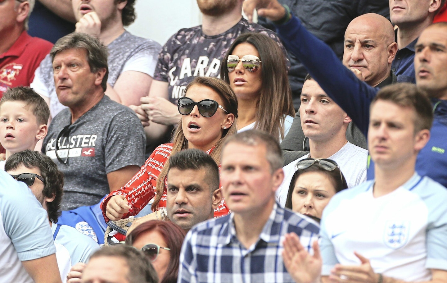 Coleen and Rebekah attend the UEFA EURO 2016 Group B match between England v Wales