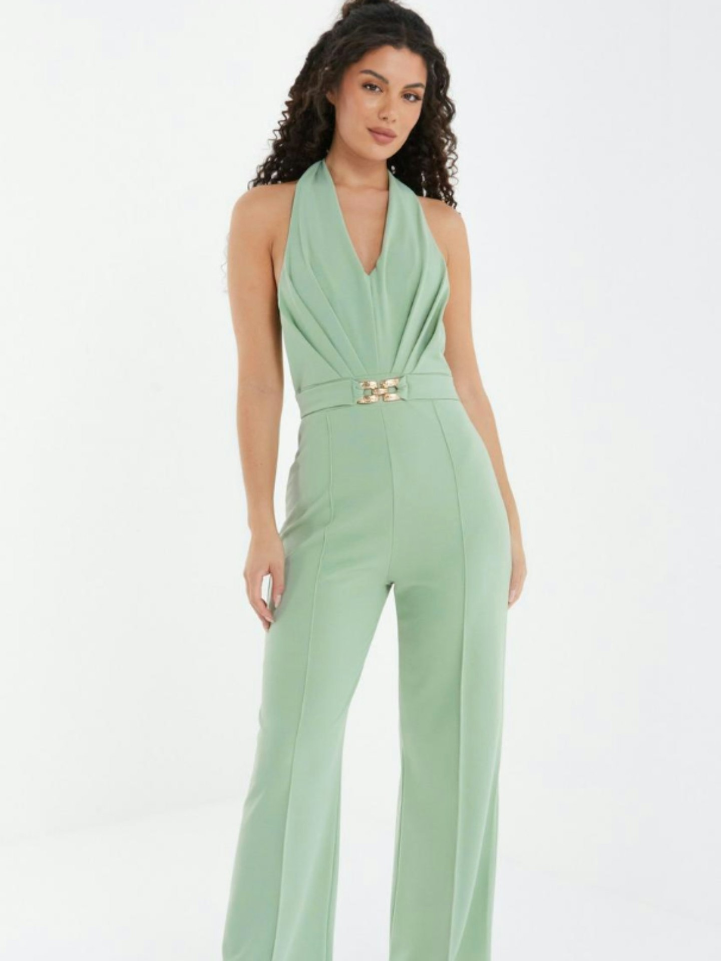 Sage Halter Neck Palazzo Jumpsuit