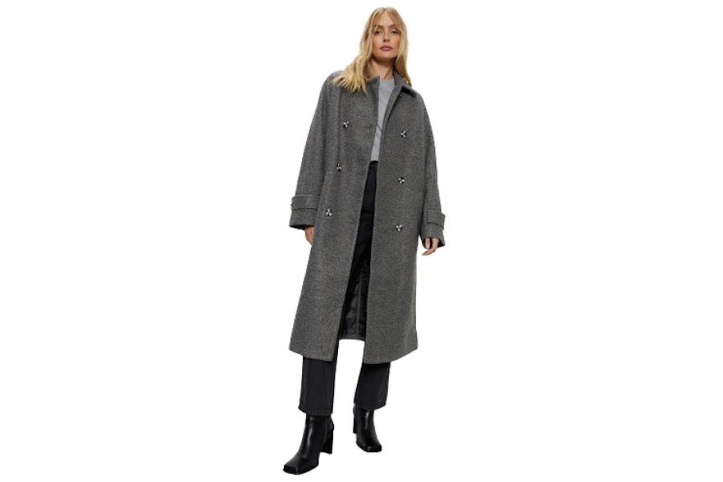 Warehouse Double Breasted Wool Marl Coat