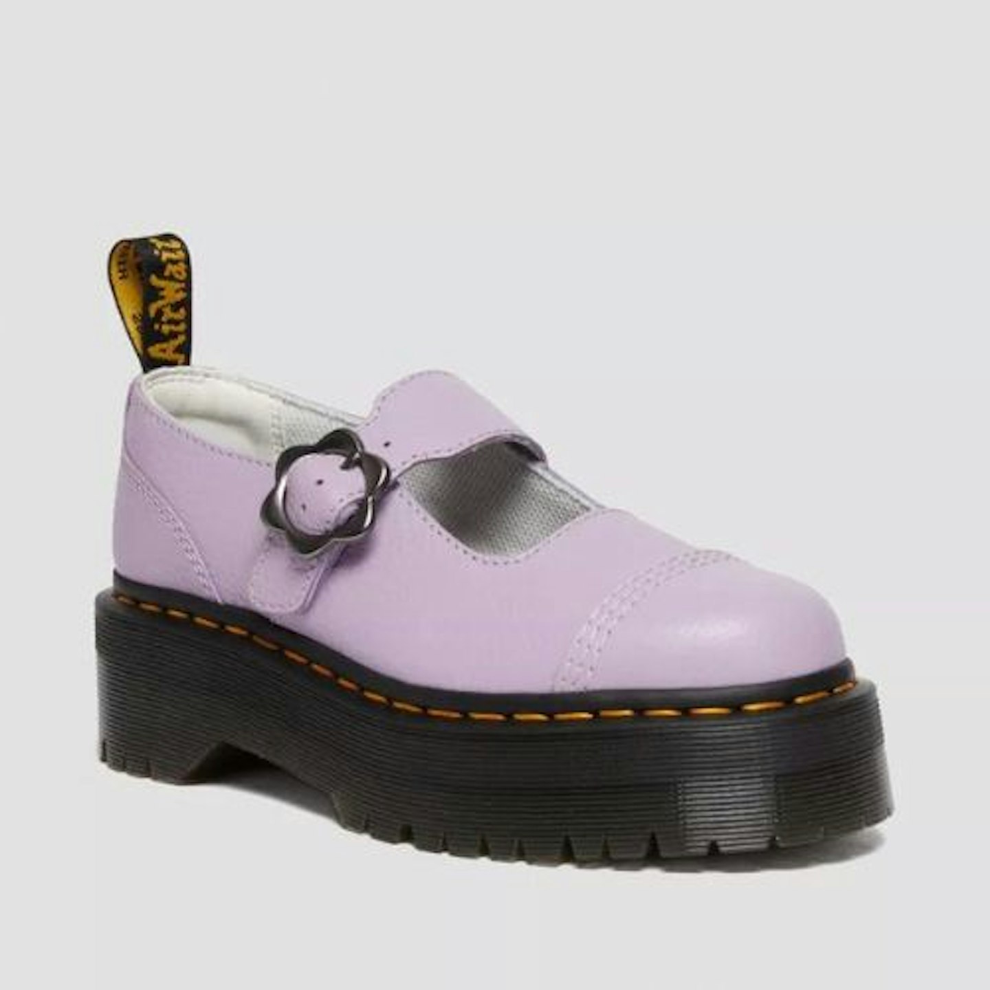Addina Flower Buckle Leather Platform Shoes
