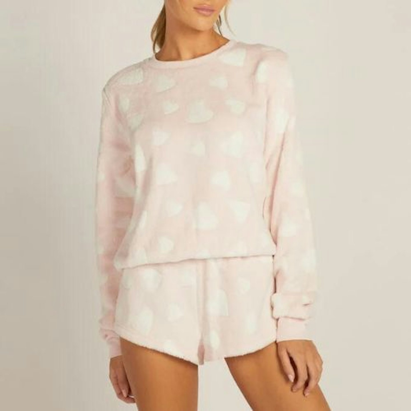 Fluffy Heart Short Pyjama Set