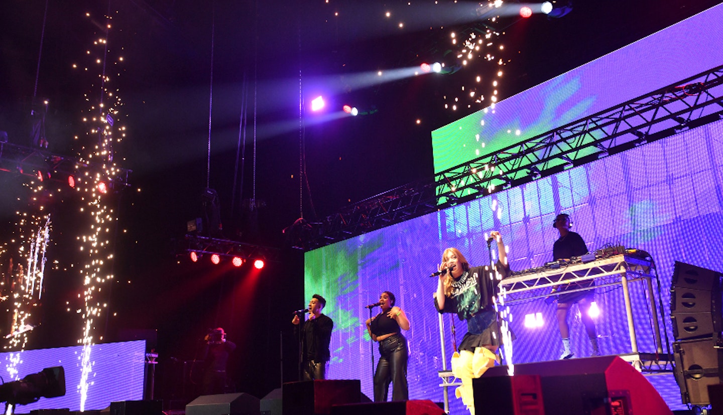 Becky Hill performing at Hits Live