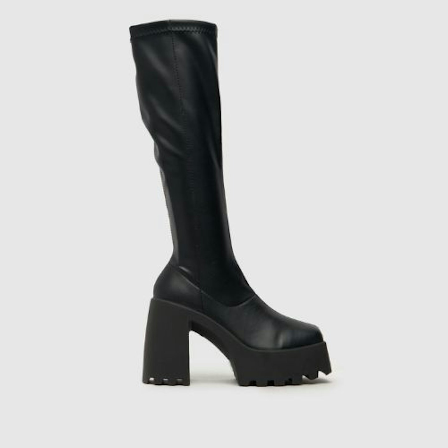dilly platform stretch boots in black