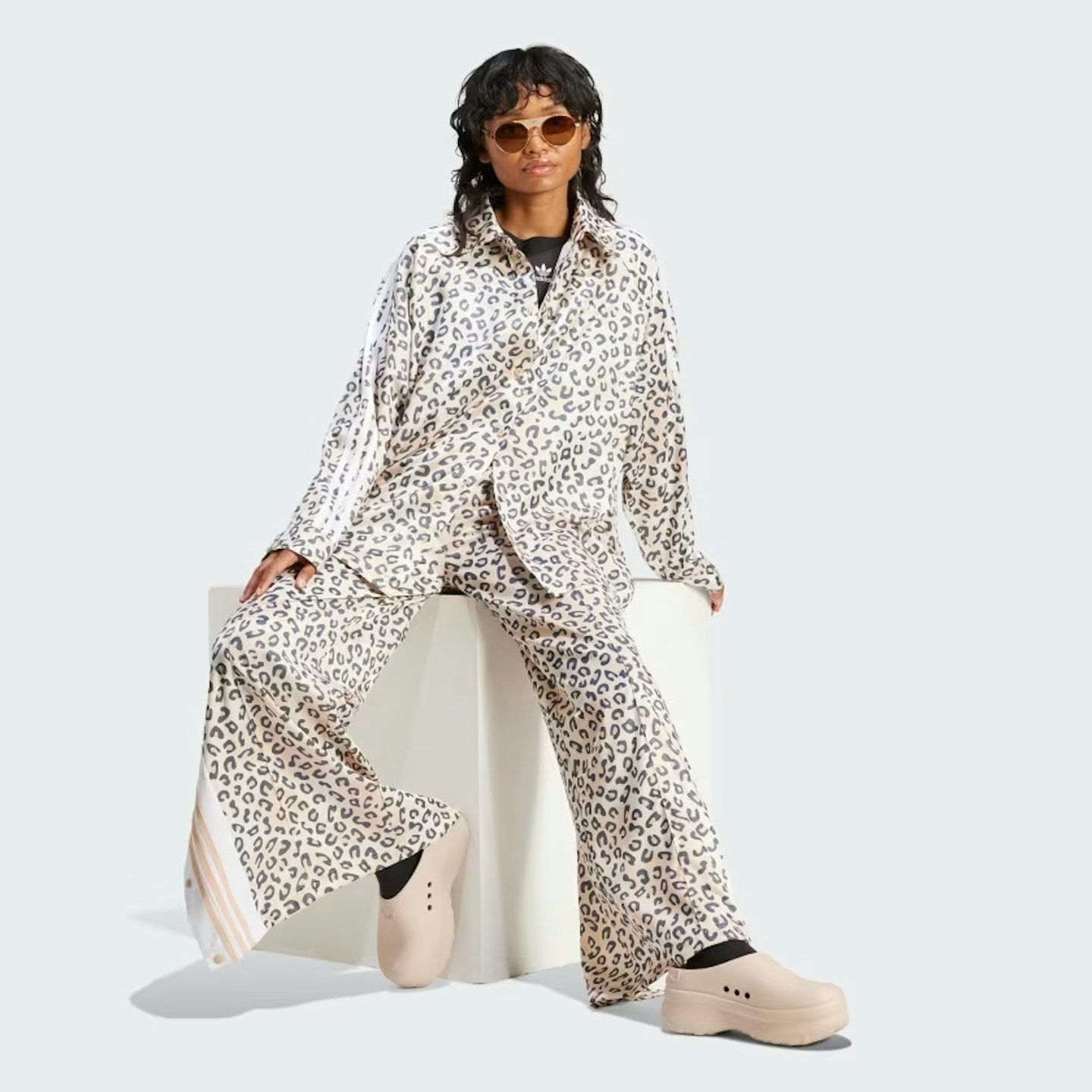 Adidas Originals Leopard Luxe Wide Leg Adibreak Tracksuit Bottoms