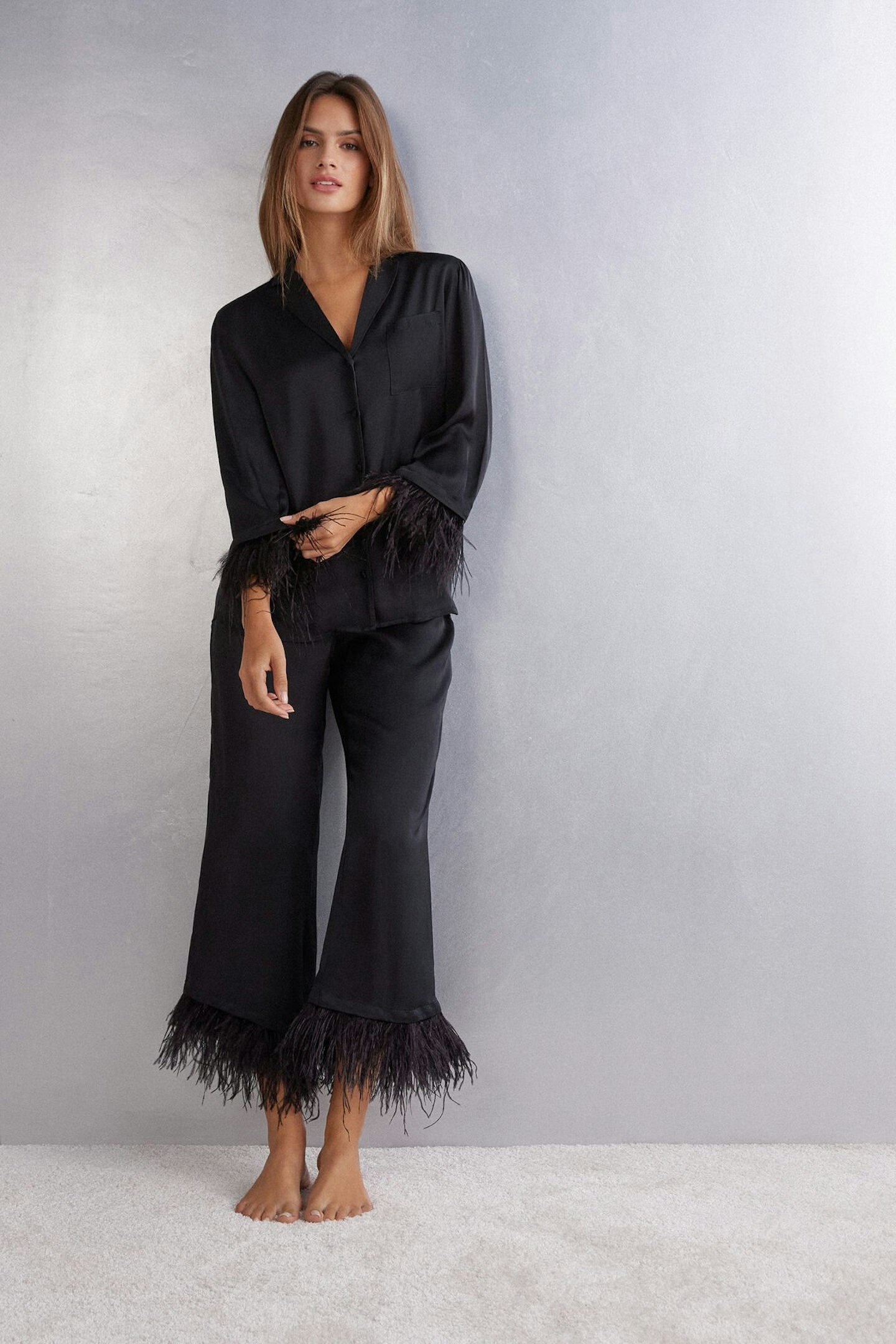 Intimissimi Long Viscose Satin Feather Pyjamas