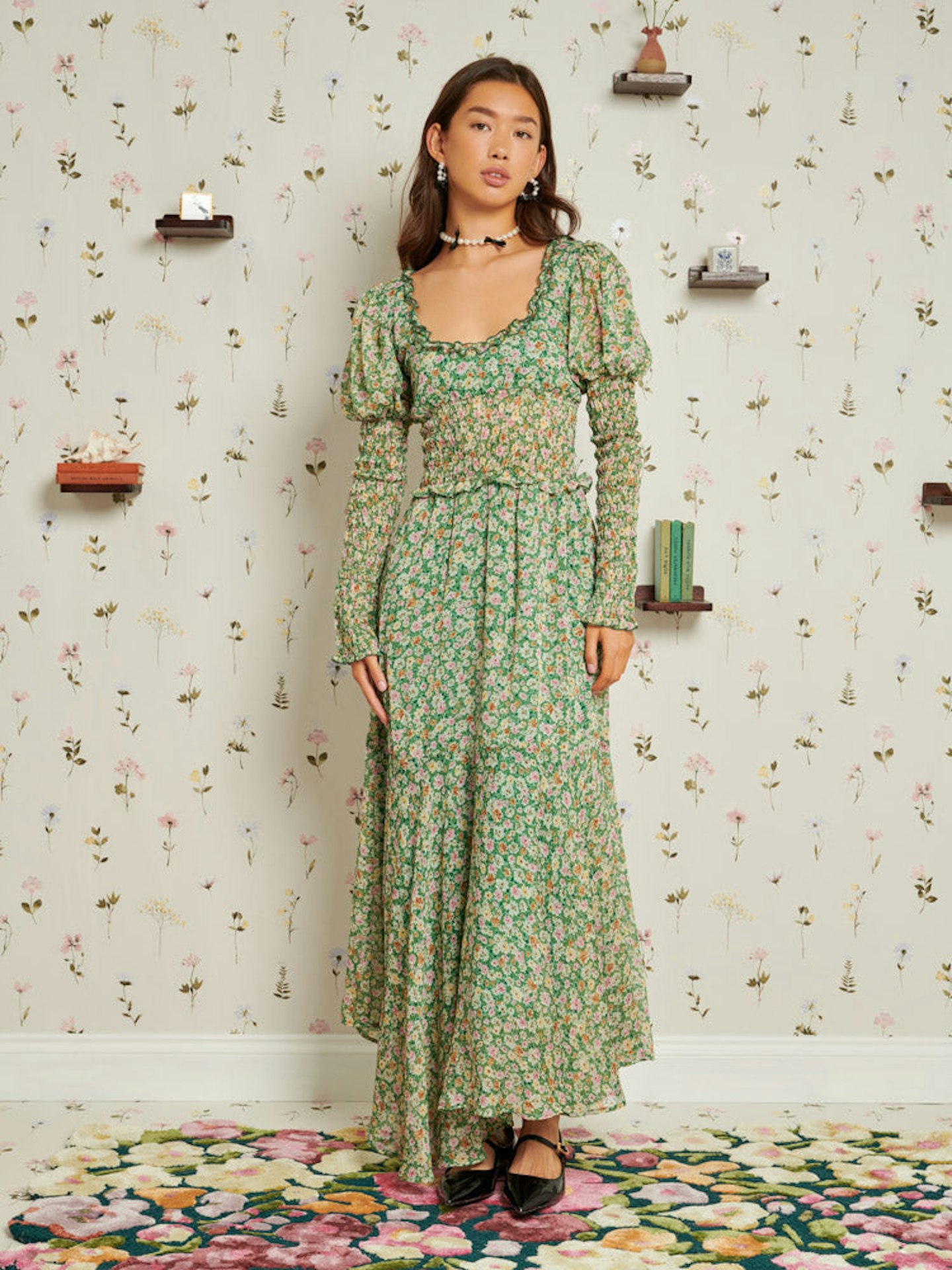 Sister Jane green floral midi dress