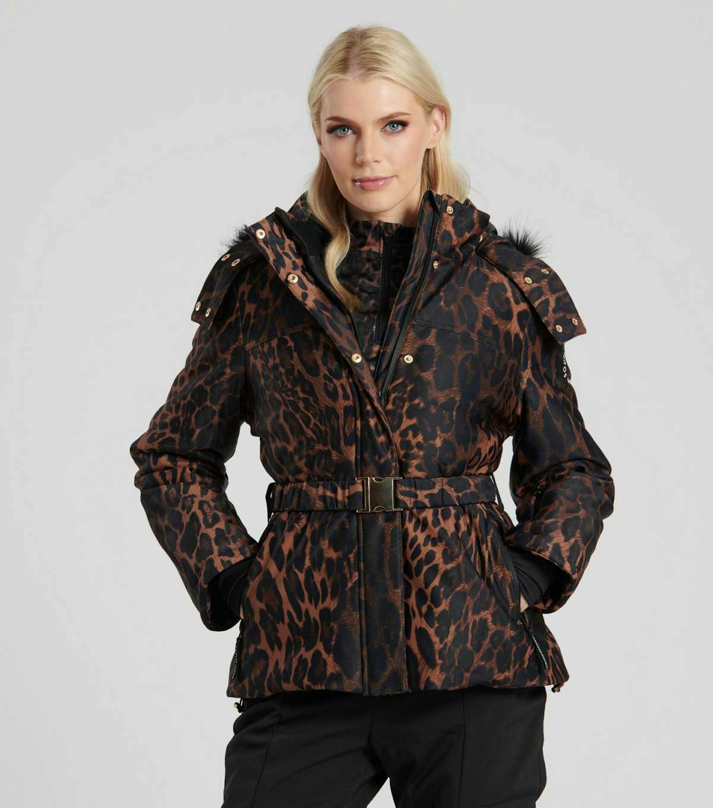 South Beach Brown Leopard Print Padded Ski Jacket