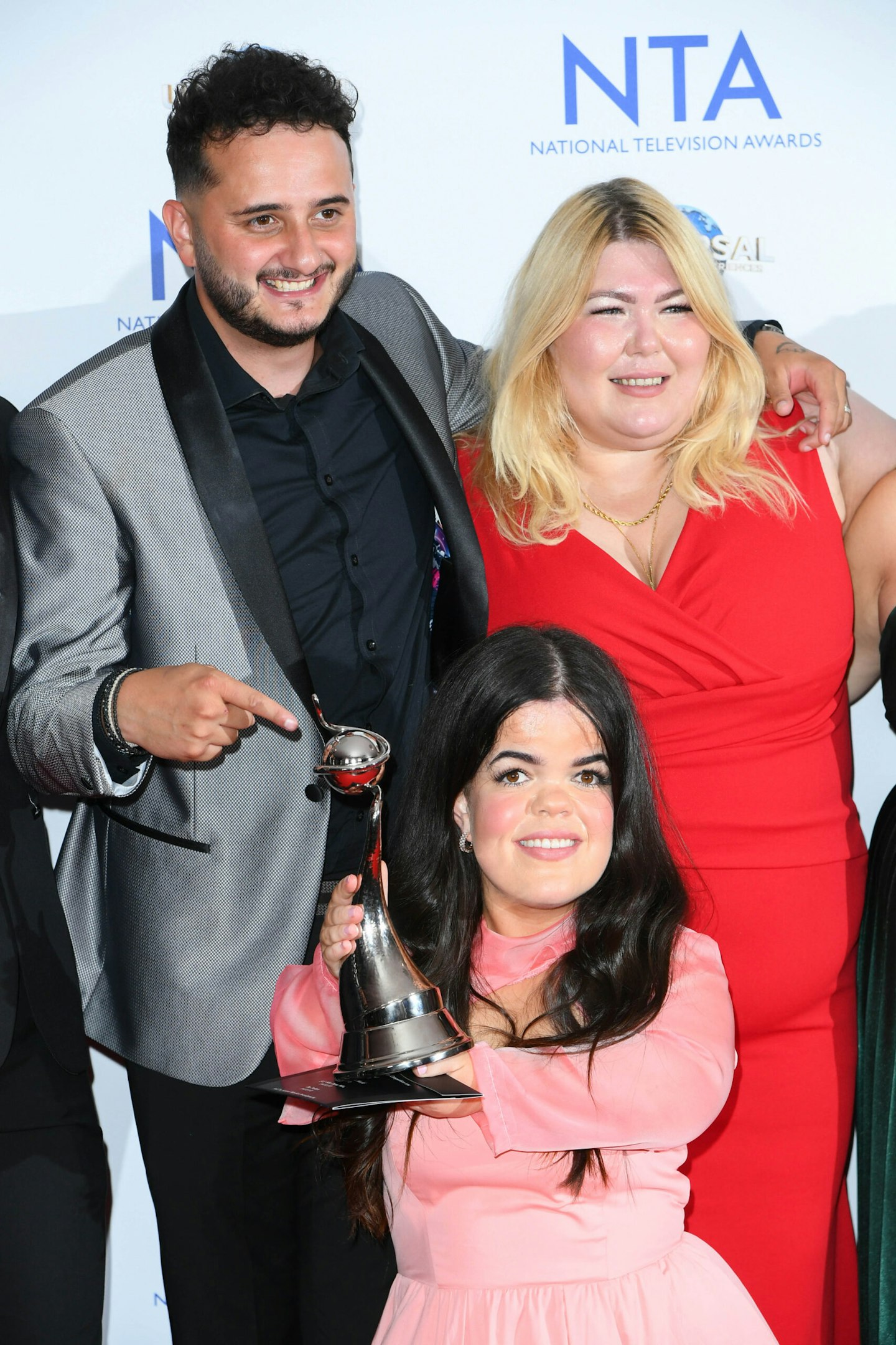 Wilfred Webster, Meryl Williams and Hannah Byczkowski, accepting the Reality Competition award on behalf of The Traitors at the National Television Awards 2023