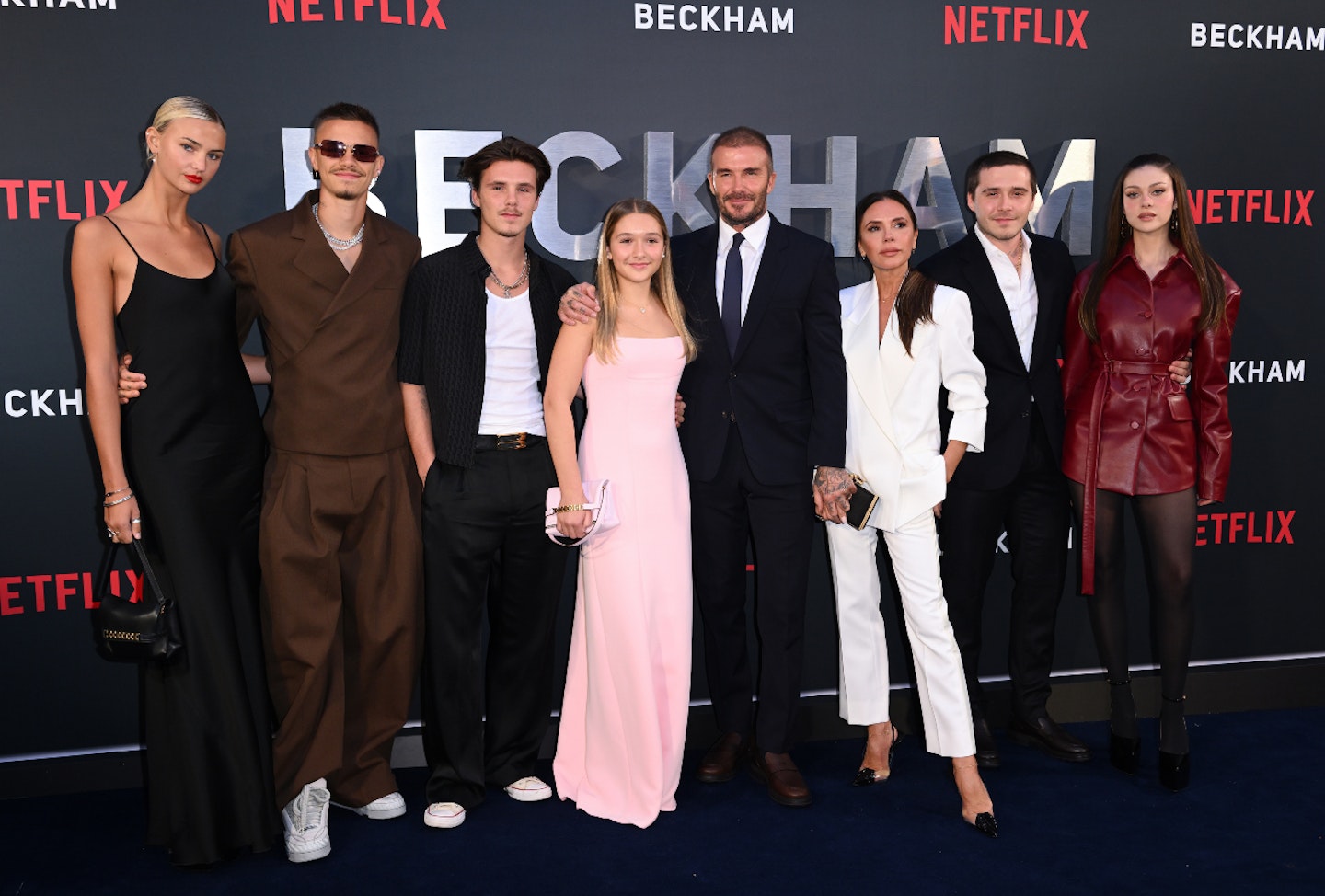 Mia Regan, Romeo Beckham, Cruz Beckham, Harper Beckham, David Beckham, Victoria Beckham, Brooklyn Beckham and Nicola Peltz