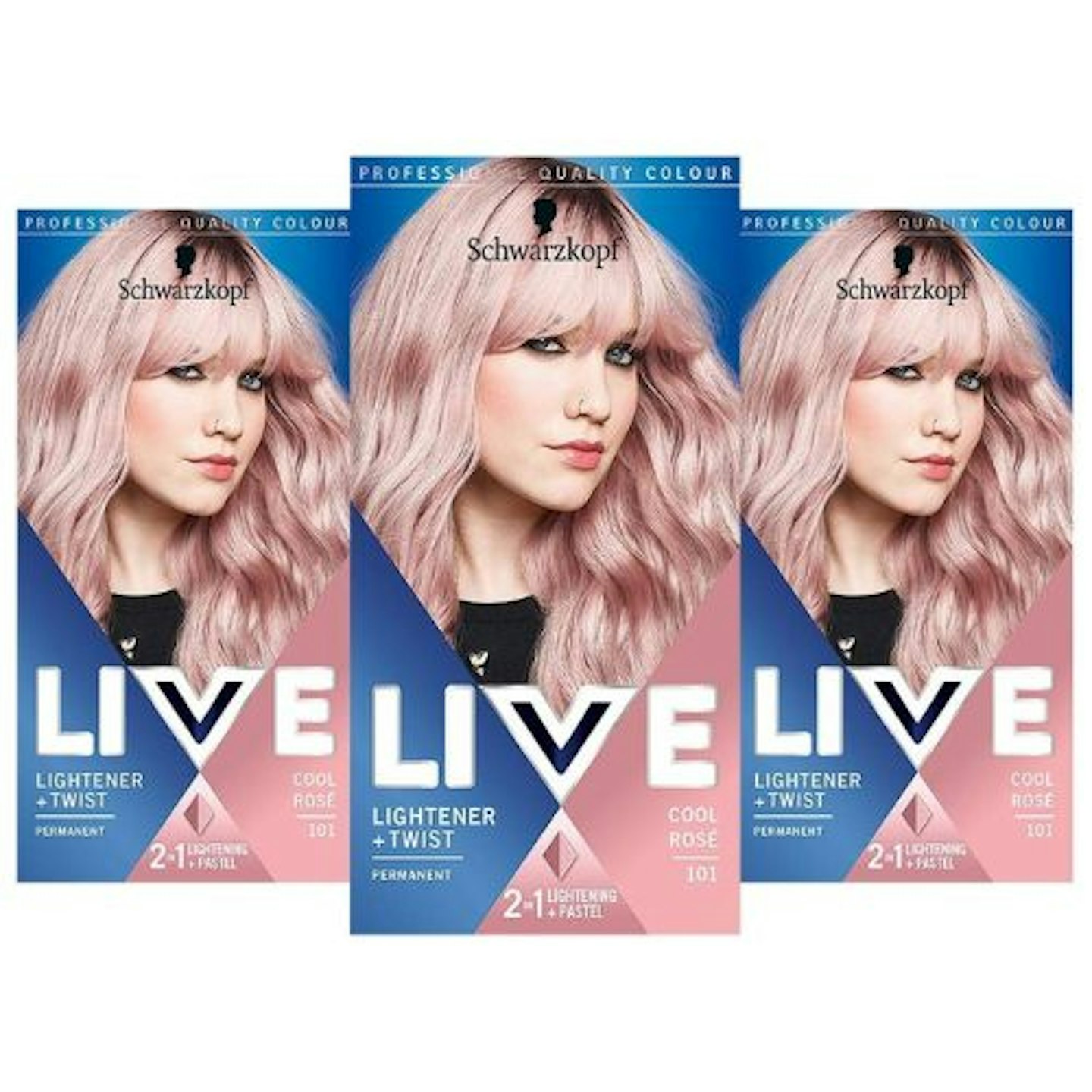 Schwarzkopf Live Lightener + Twist Hair Dye, Cool Rose
