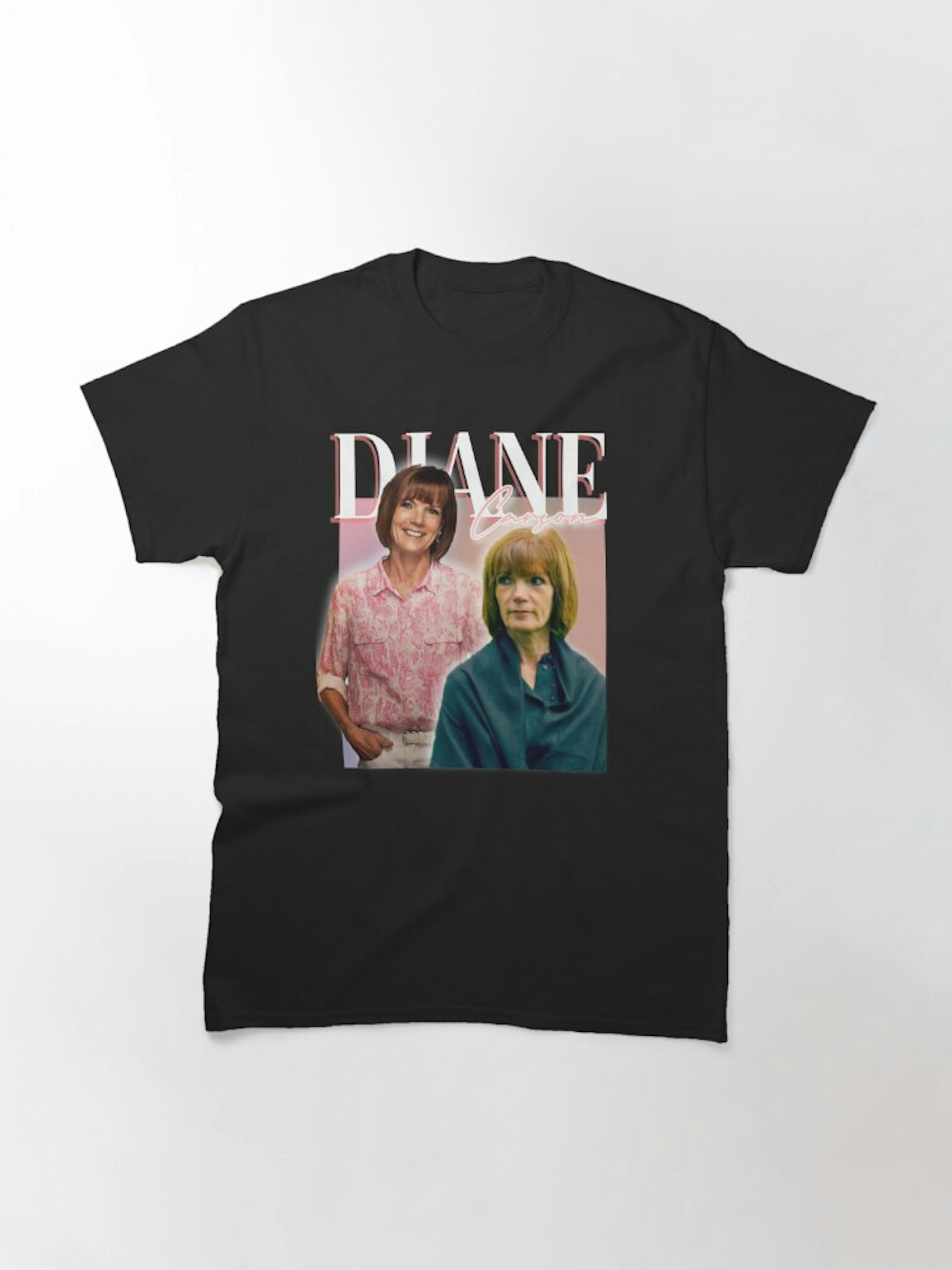 Red Bubble Black t-shirt with Diane pictures