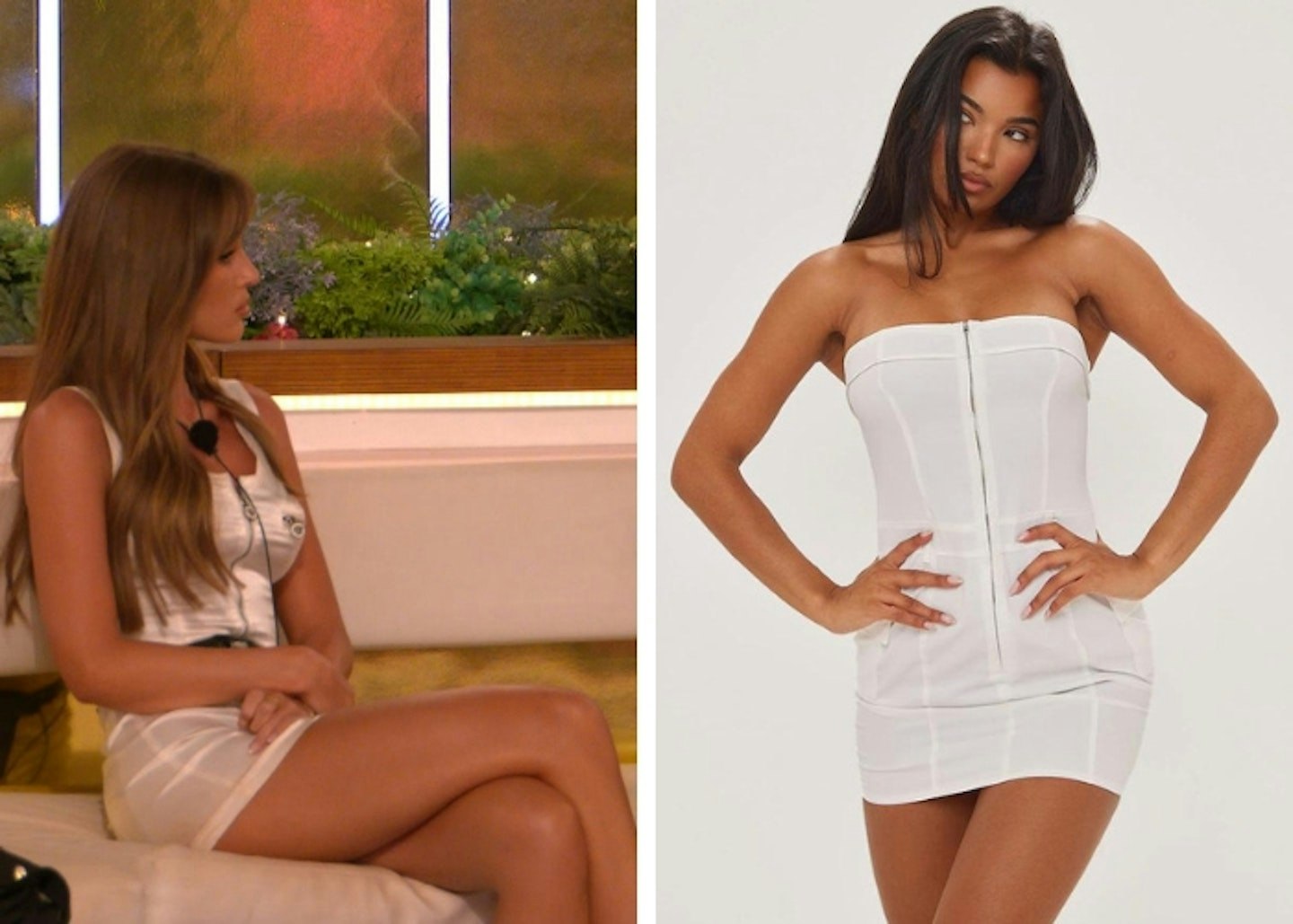 PLT White Cargo Pocket Zip Up Bandeau Bodycon Dress